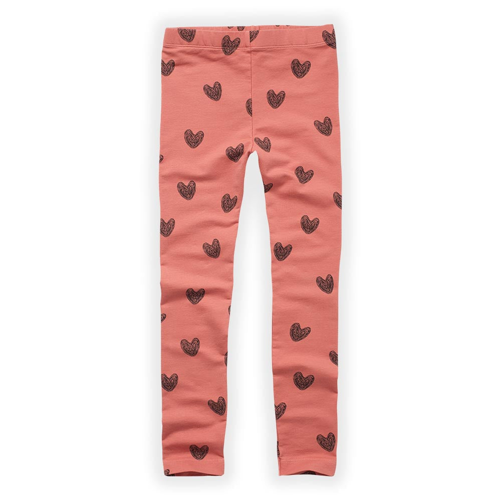 Heart Print Legging - Faded Rose