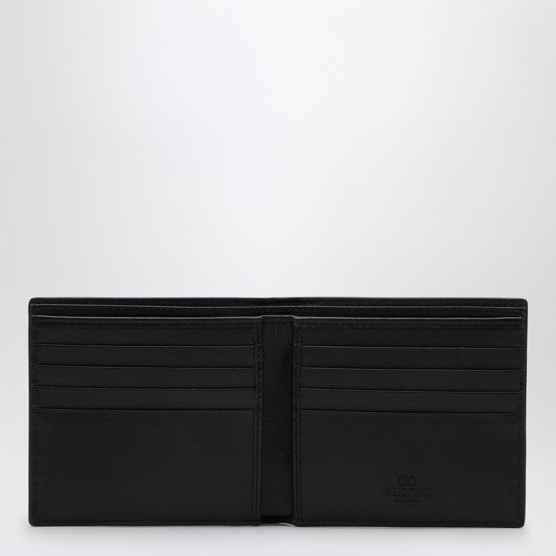 Valentino Garavani Vlogo Signature Black Leather Bi-Fold Wallet Men