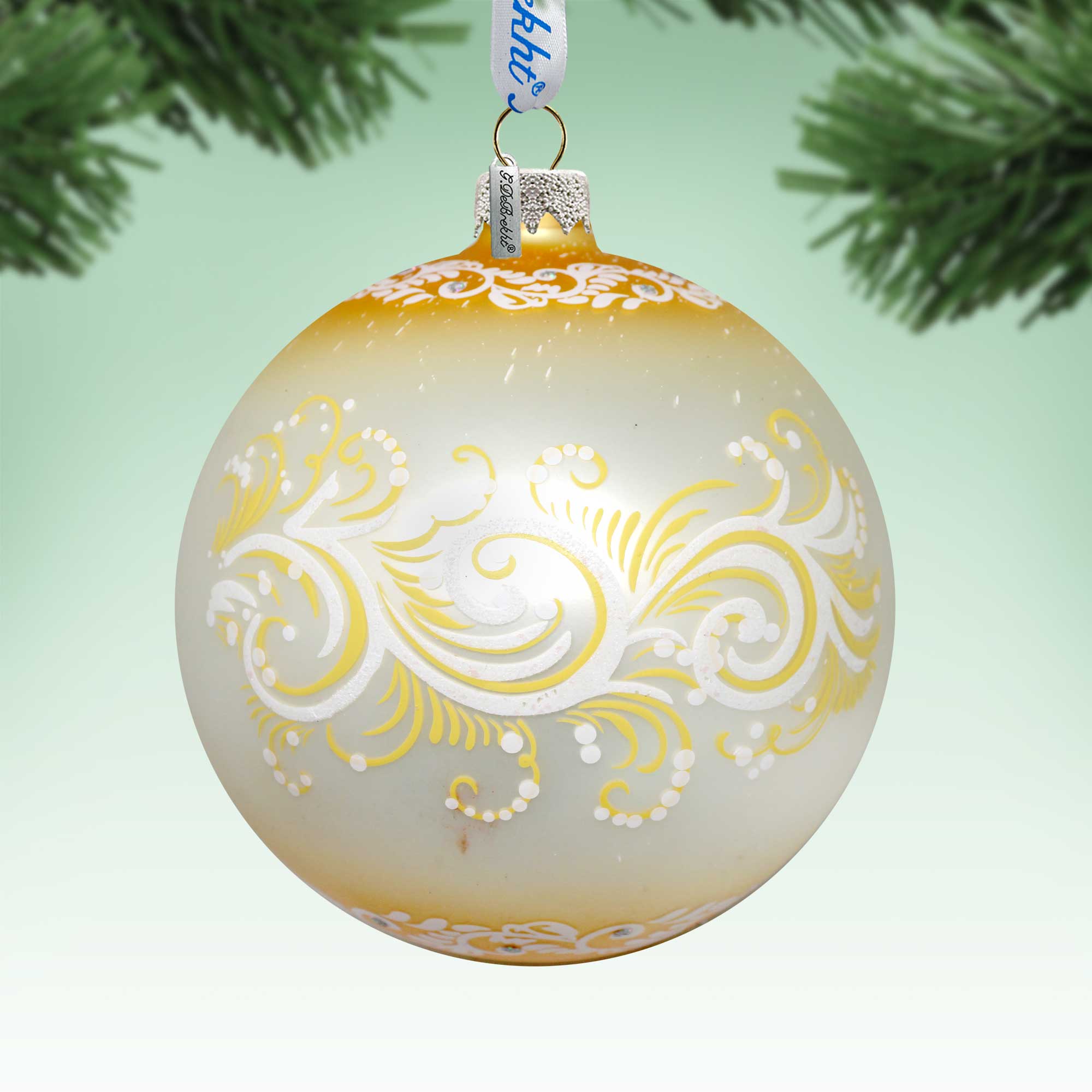 Glowing Snowman Lg Glass Ornament in Gold by Gelsinger - Christmas Decor - 73926G-DG