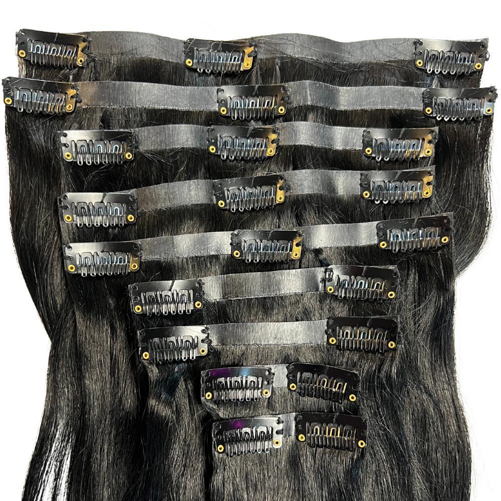 Jet Black Seamless Clip-In 100% Human Hair Extensions