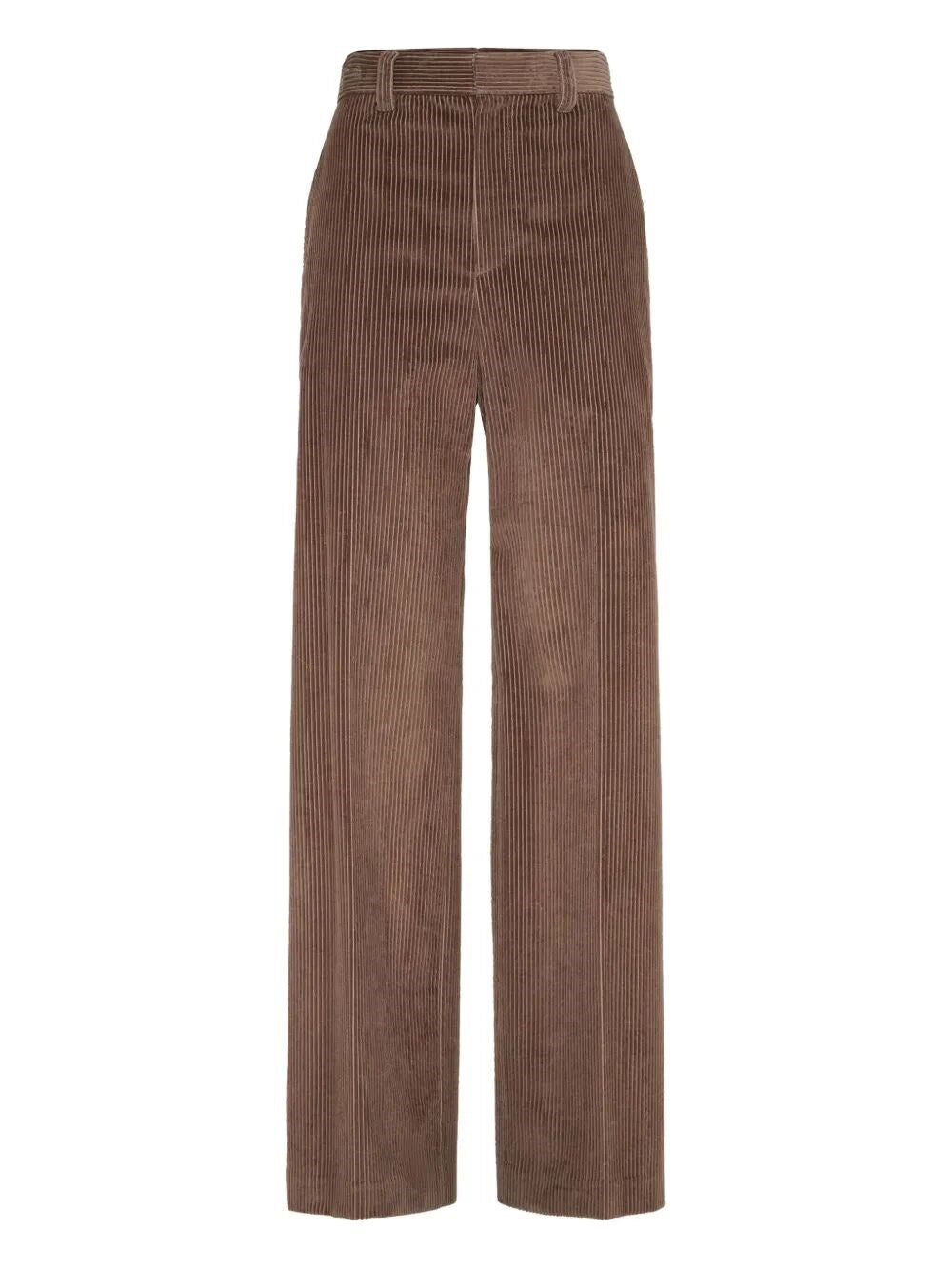 Brunello Cucinelli Women Corduroy Loose Pants With Monili