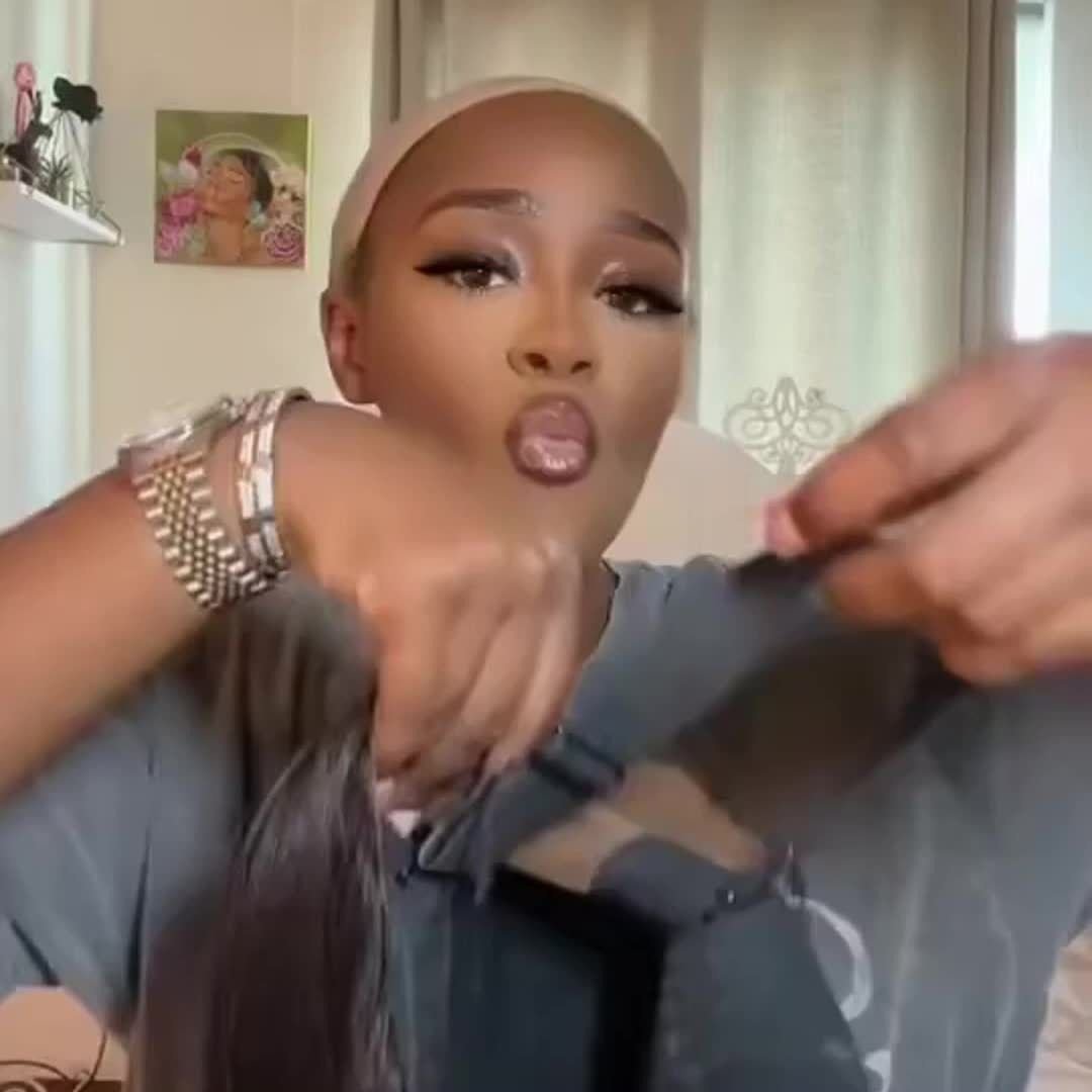 5x5 HD Lace Glueless Closure Wig - Human Hair Straight Pre Plucked Pre Cut No Glue 3 Seconds to Wear - Transparent Lace Front Wigs for Women 180 Density Pre Bleached Knots