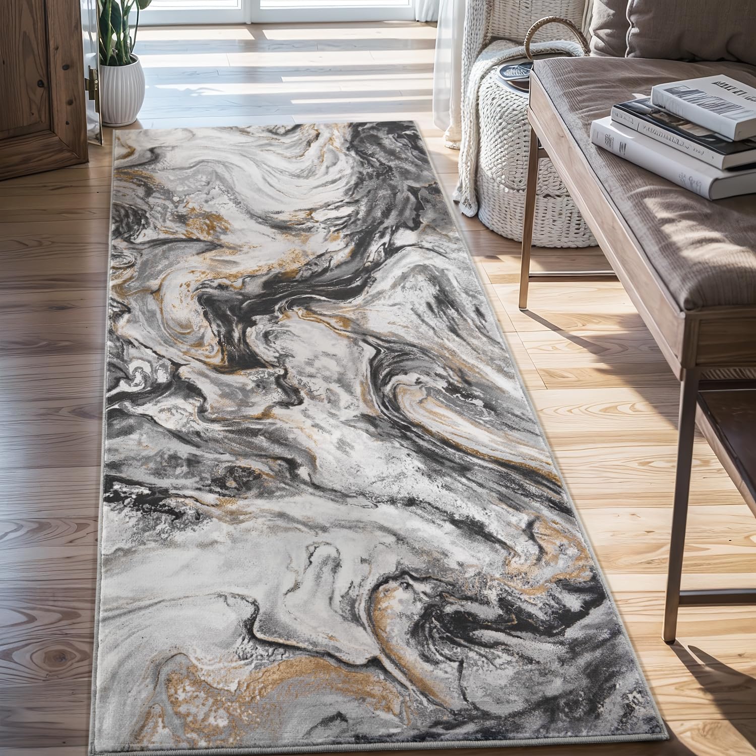 5x7 Area Rugs for Living Room, Modern Abstract Rug for Bedroom, Contemporary Machine Washable Rug, Large Stain Resistant Carpet for Dining Room Playroom Home Office, Pet & Kids Friendly