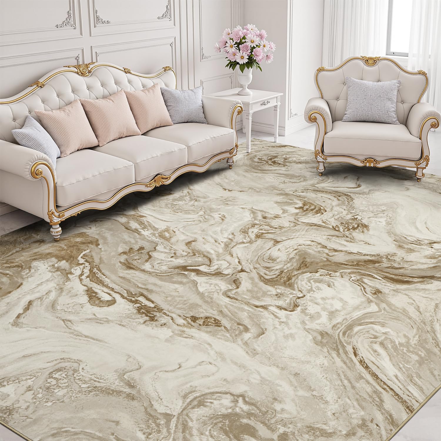 5x7 Area Rugs for Living Room, Modern Abstract Rug for Bedroom, Contemporary Machine Washable Rug, Large Stain Resistant Carpet for Dining Room Playroom Home Office, Pet & Kids Friendly