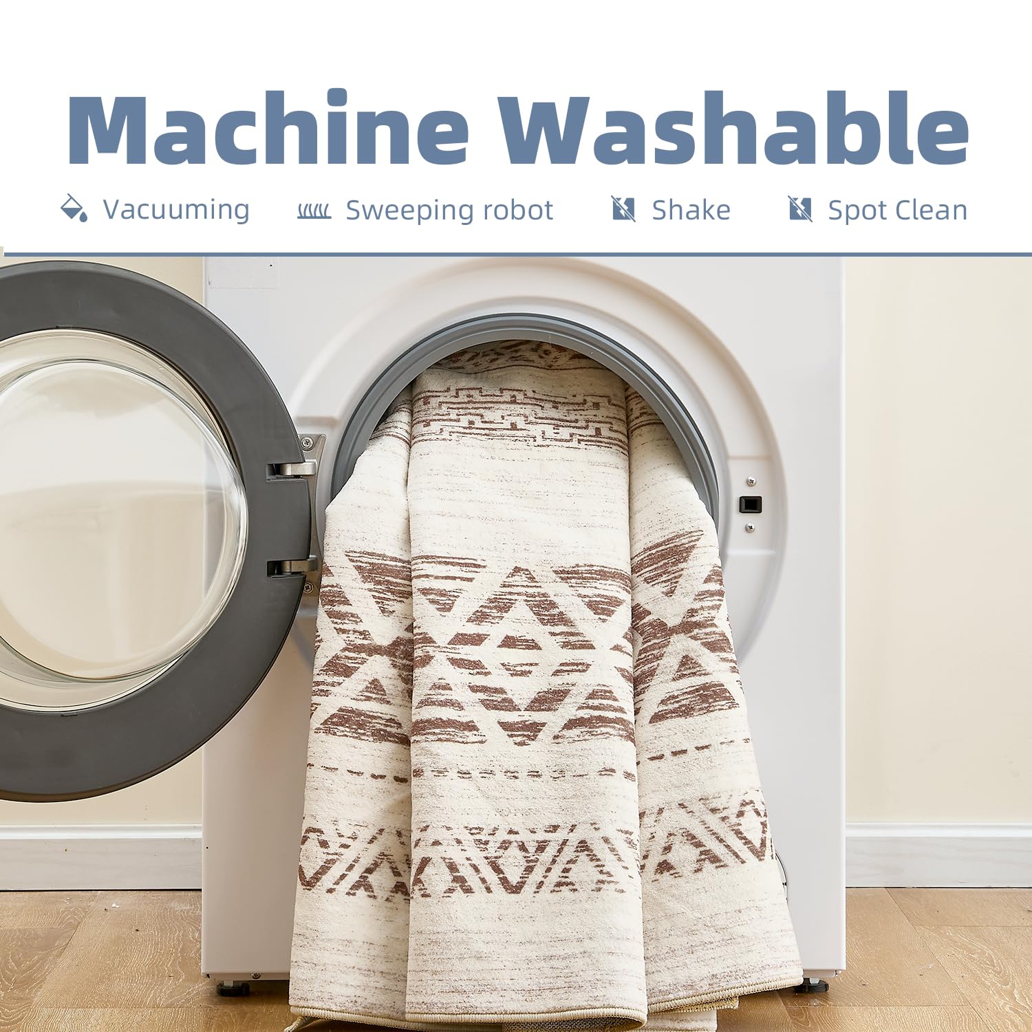 5x7 Area Rugs for Living Room Non Slip Soft Washable Rug Distressed Modern Moroccan Boho Rug Neutral Indoor Carpet Large Area Rugs for Bedroom Dining Room Office Playroom, Brown