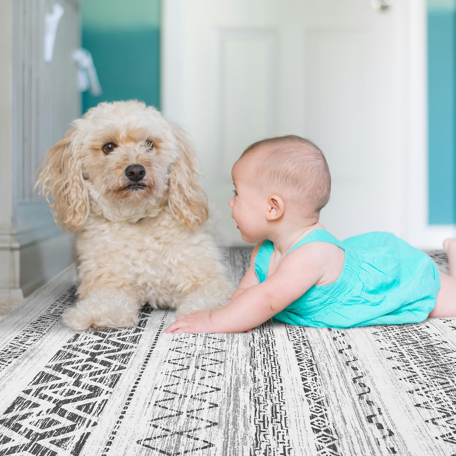 5x7 Area Rugs for Living Room Non Slip Soft Washable Rug Distressed Modern Moroccan Boho Rug Neutral Indoor Carpet Large Area Rugs for Bedroom Dining Room Office Playroom, Brown