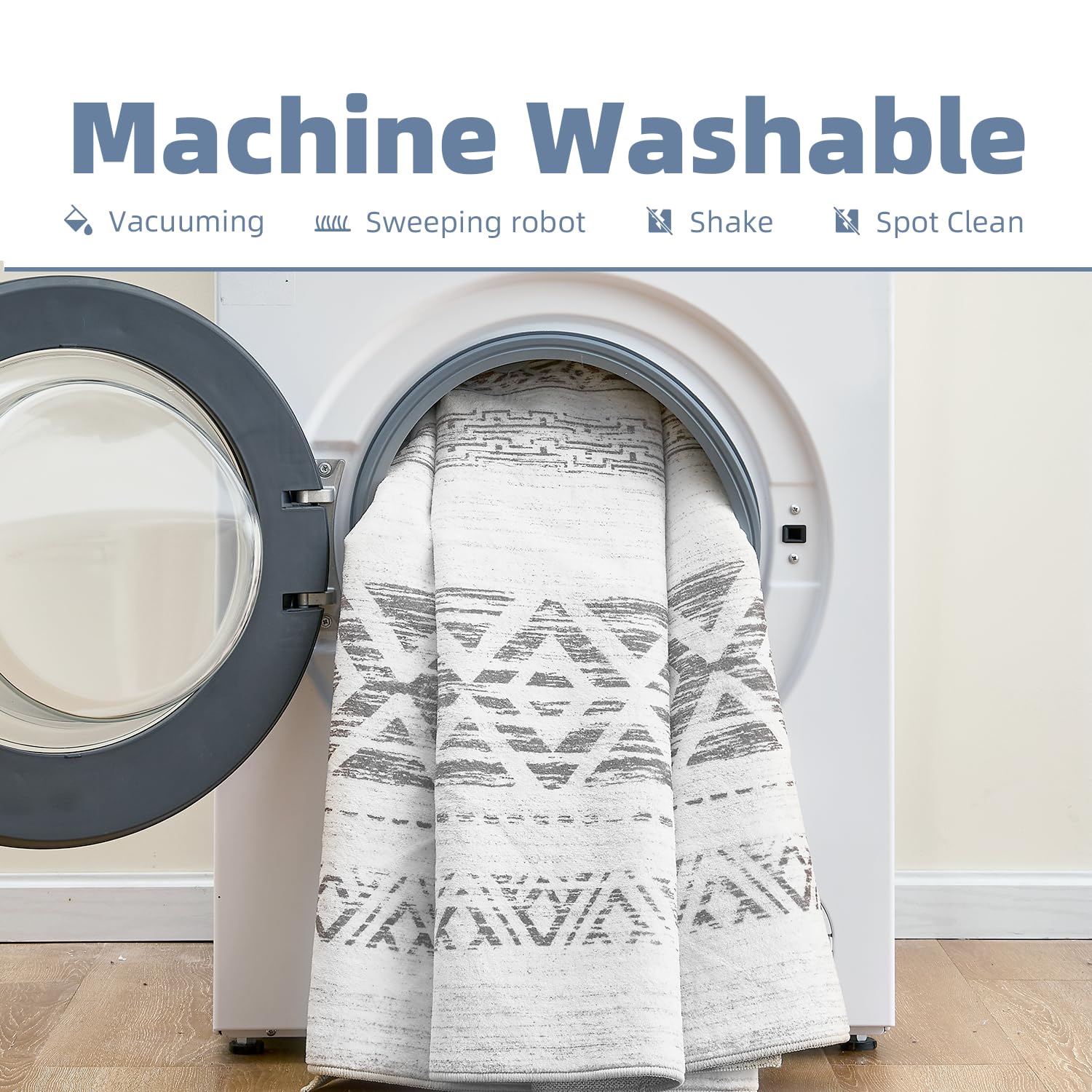 5x7 Area Rugs for Living Room Non Slip Soft Washable Rug Distressed Modern Moroccan Boho Rug Neutral Indoor Carpet Large Area Rugs for Bedroom Dining Room Office Playroom, Brown