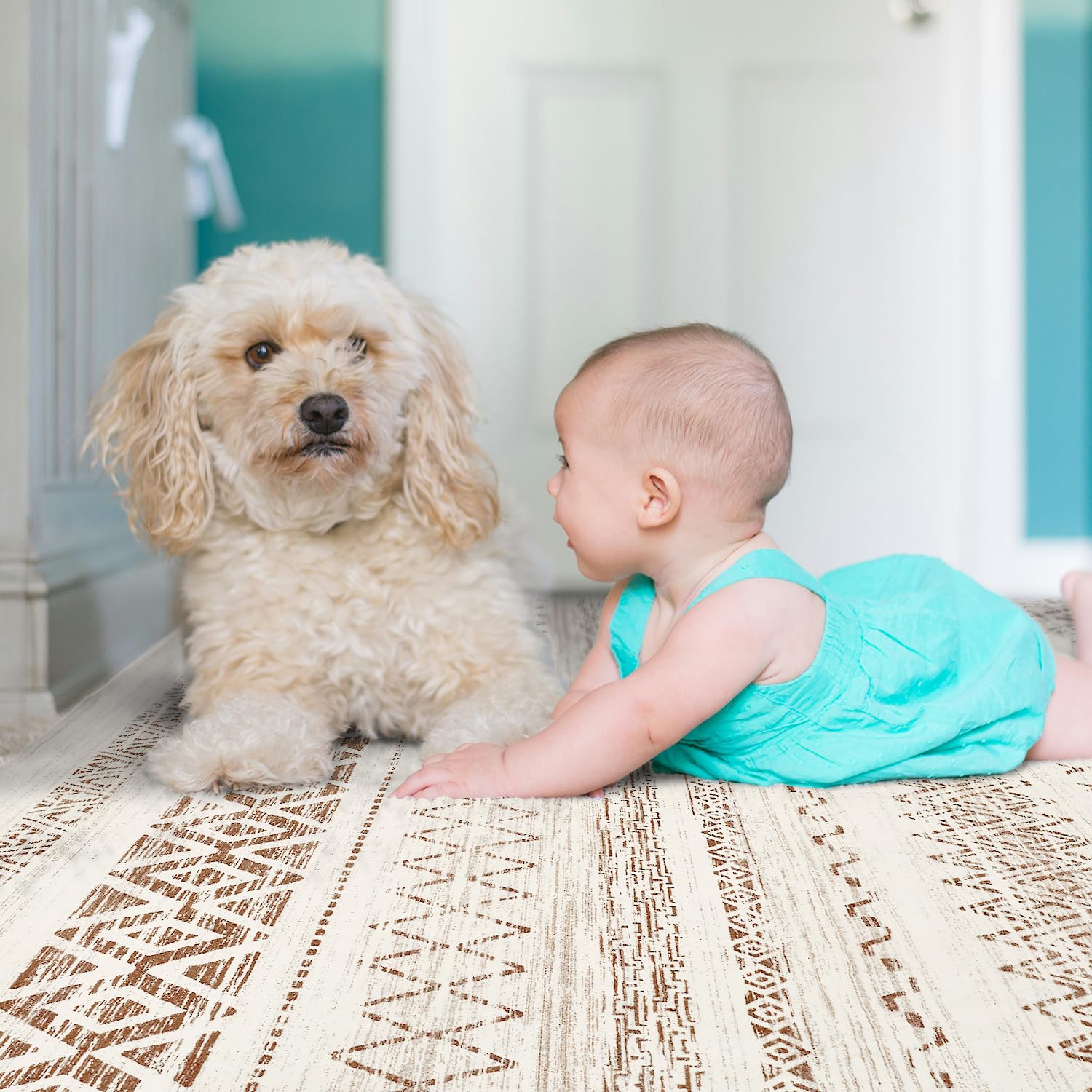 5x7 Area Rugs for Living Room Non Slip Soft Washable Rug Distressed Modern Moroccan Boho Rug Neutral Indoor Carpet Large Area Rugs for Bedroom Dining Room Office Playroom, Brown