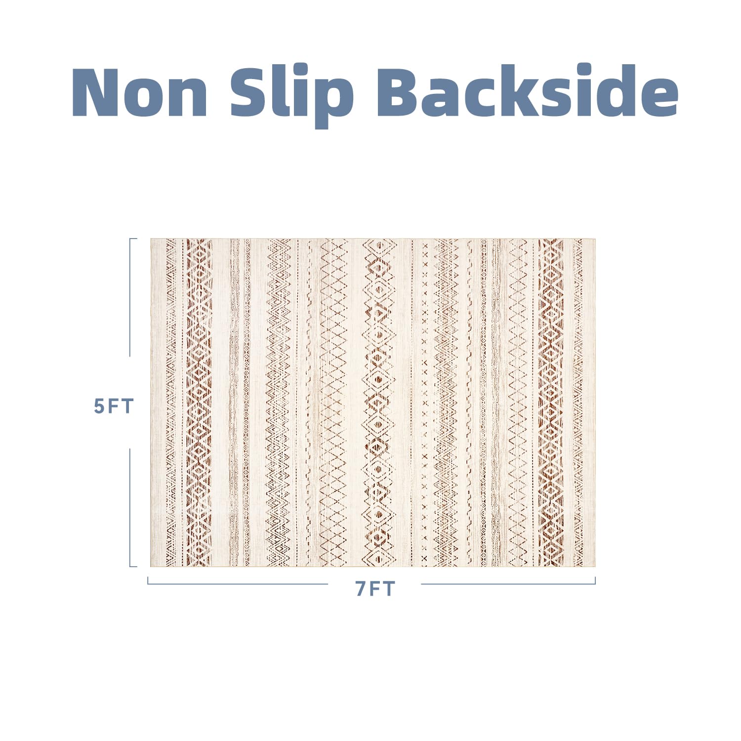 5x7 Area Rugs for Living Room Non Slip Soft Washable Rug Distressed Modern Moroccan Boho Rug Neutral Indoor Carpet Large Area Rugs for Bedroom Dining Room Office Playroom, Brown