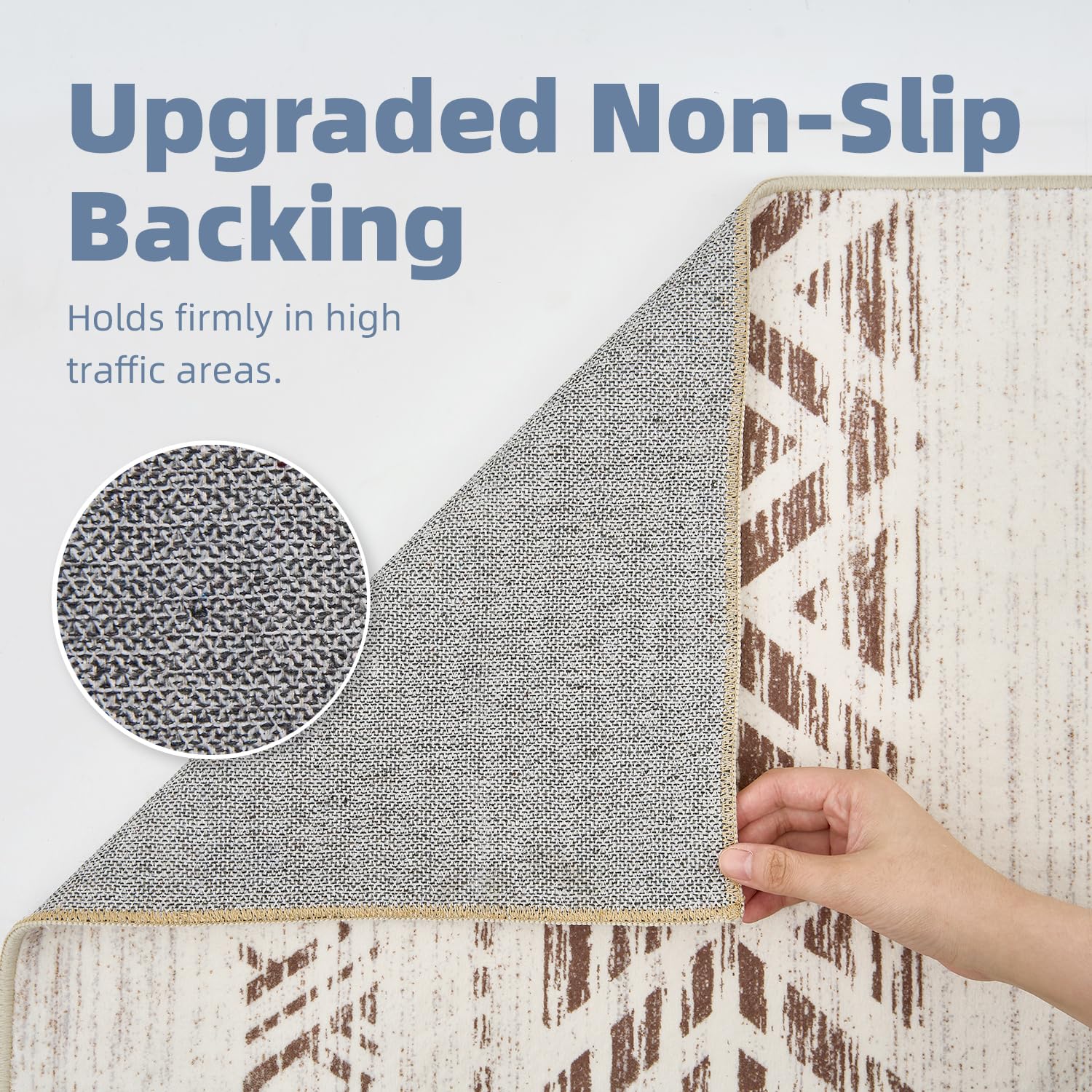 5x7 Area Rugs for Living Room Non Slip Soft Washable Rug Distressed Modern Moroccan Boho Rug Neutral Indoor Carpet Large Area Rugs for Bedroom Dining Room Office Playroom, Brown