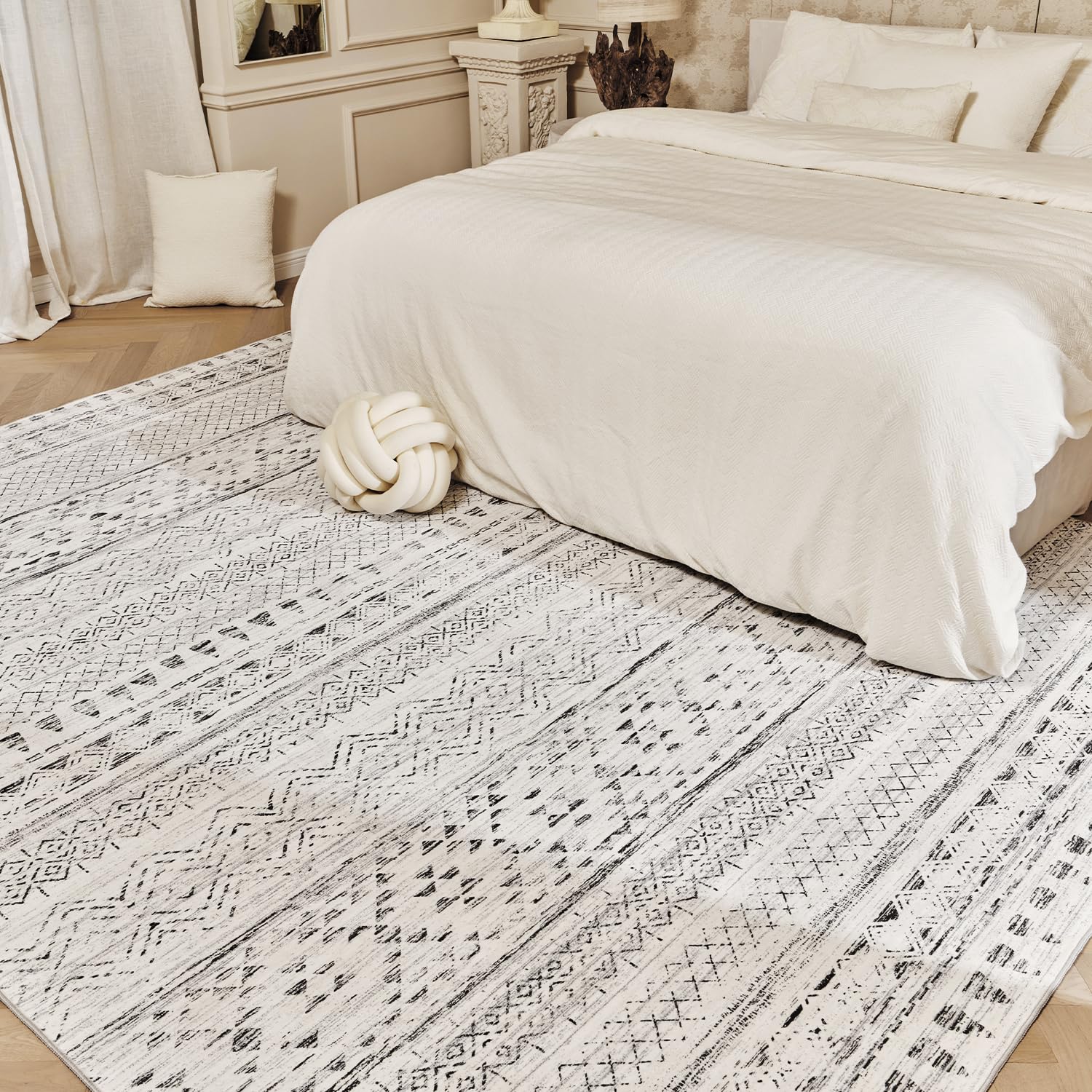 5x7 Area Rugs - Soft, Washable Neutral Boho Carpet for Living, Bedroom, Dining & Play Rooms - Indoor Brown