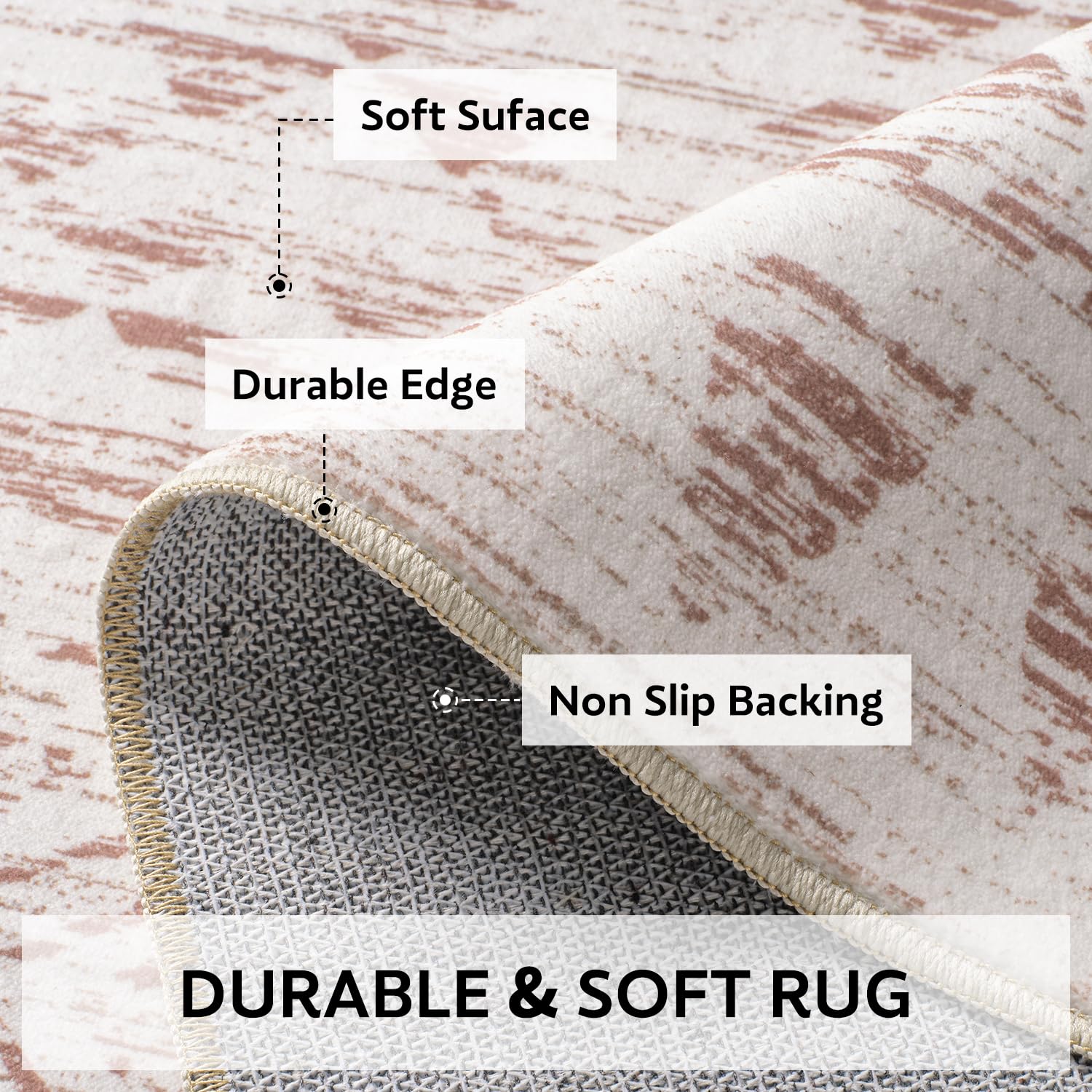 5x7 Area Rugs - Soft, Washable Neutral Boho Carpet for Living, Bedroom, Dining & Play Rooms - Indoor Brown