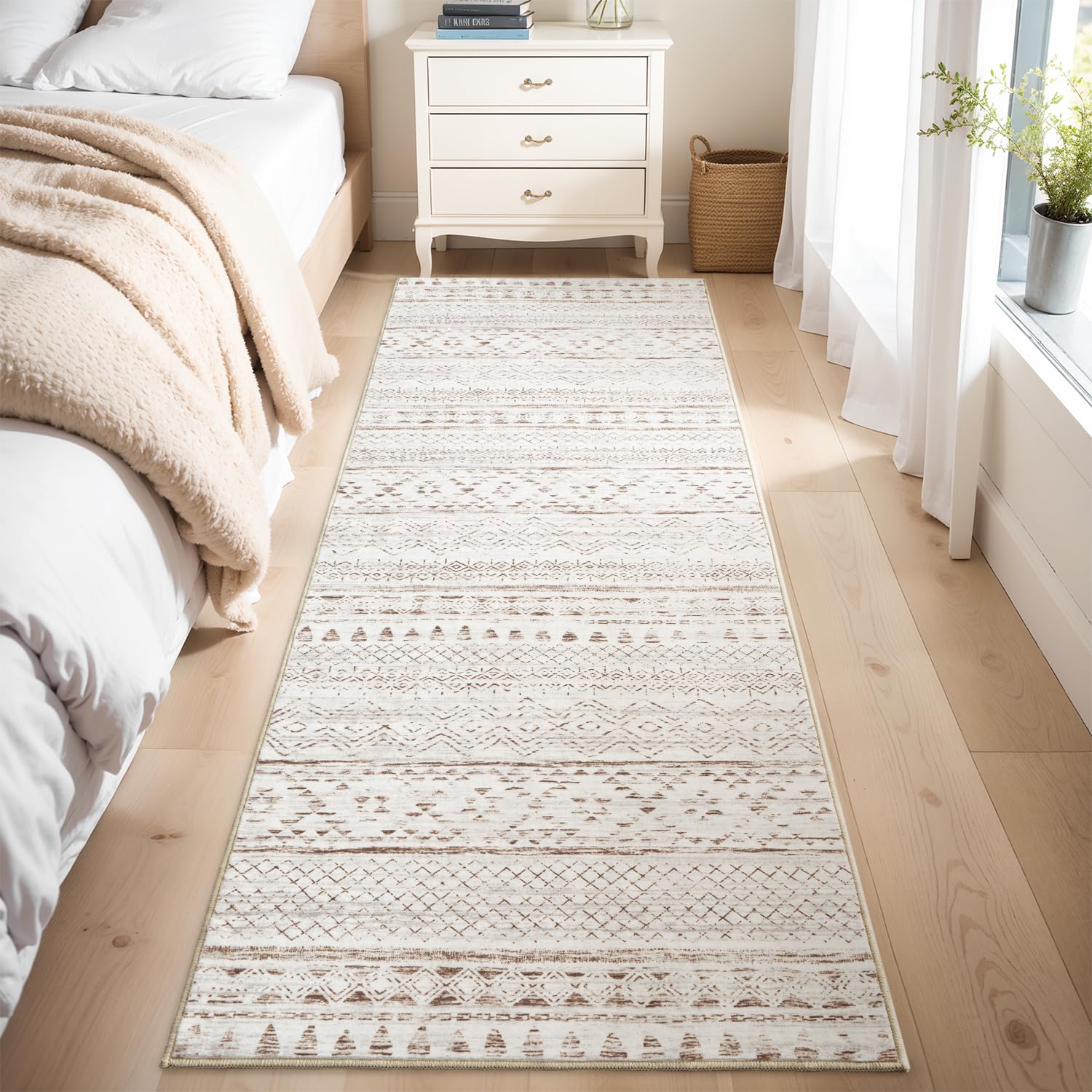 5x7 Area Rugs - Soft, Washable Neutral Boho Carpet for Living, Bedroom, Dining & Play Rooms - Indoor Brown