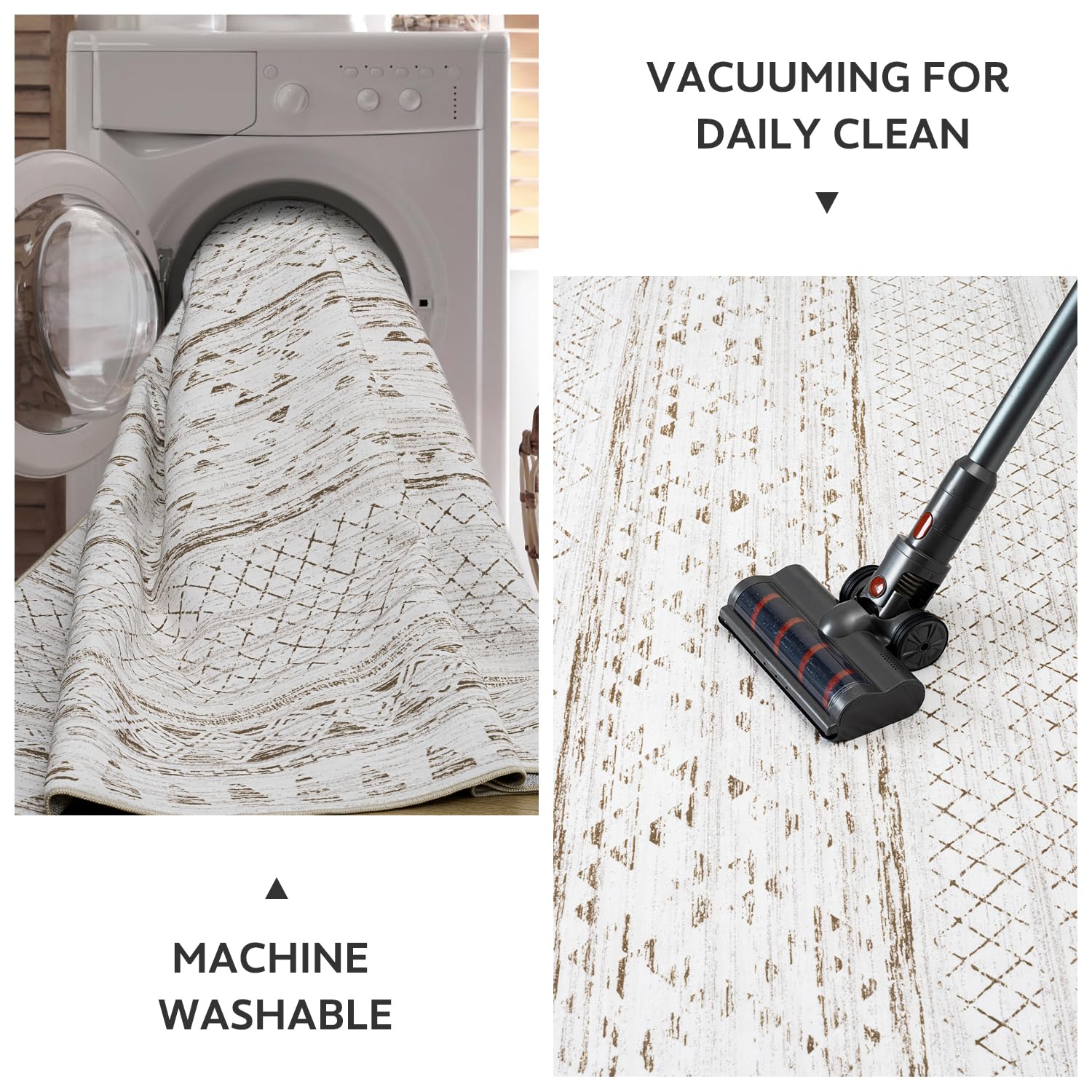 5x7 Area Rugs - Soft, Washable Neutral Boho Carpet for Living, Bedroom, Dining & Play Rooms - Indoor Brown