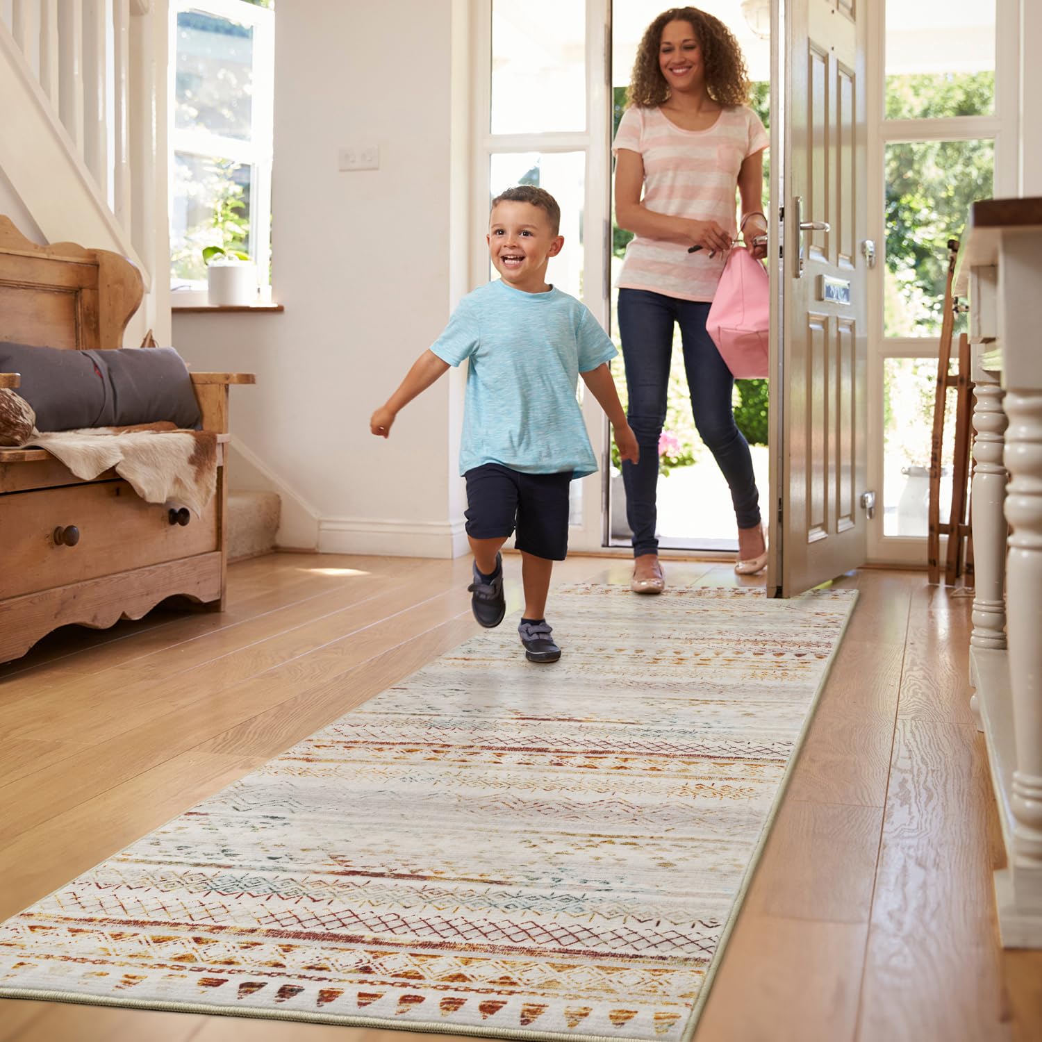 5x7 Area Rugs - Soft, Washable Neutral Boho Carpet for Living, Bedroom, Dining & Play Rooms - Indoor Brown