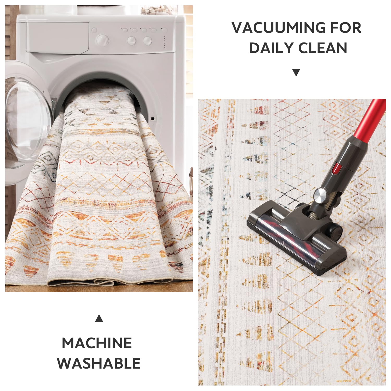 5x7 Area Rugs - Soft, Washable Neutral Boho Carpet for Living, Bedroom, Dining & Play Rooms - Indoor Brown