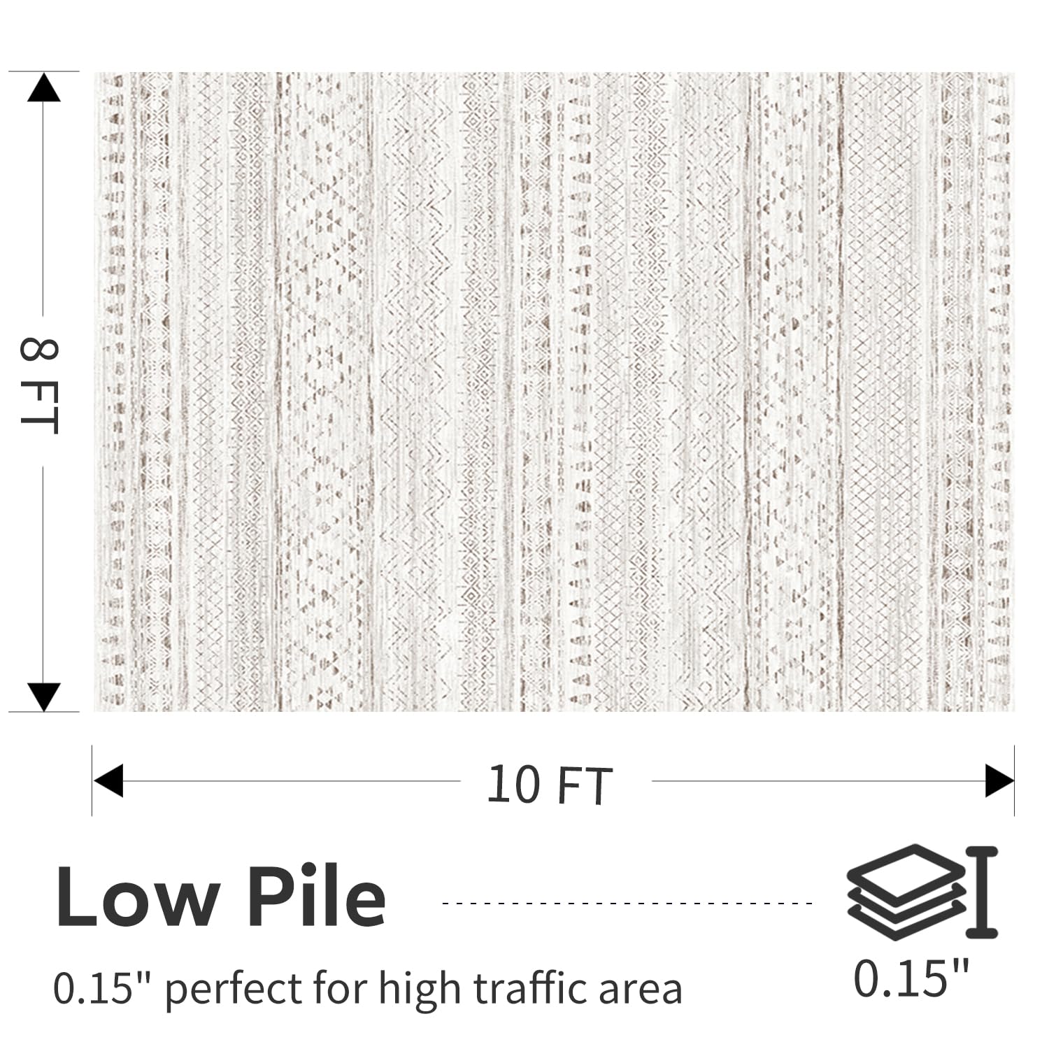 5x7 Area Rugs - Soft, Washable Neutral Boho Carpet for Living, Bedroom, Dining & Play Rooms - Indoor Brown