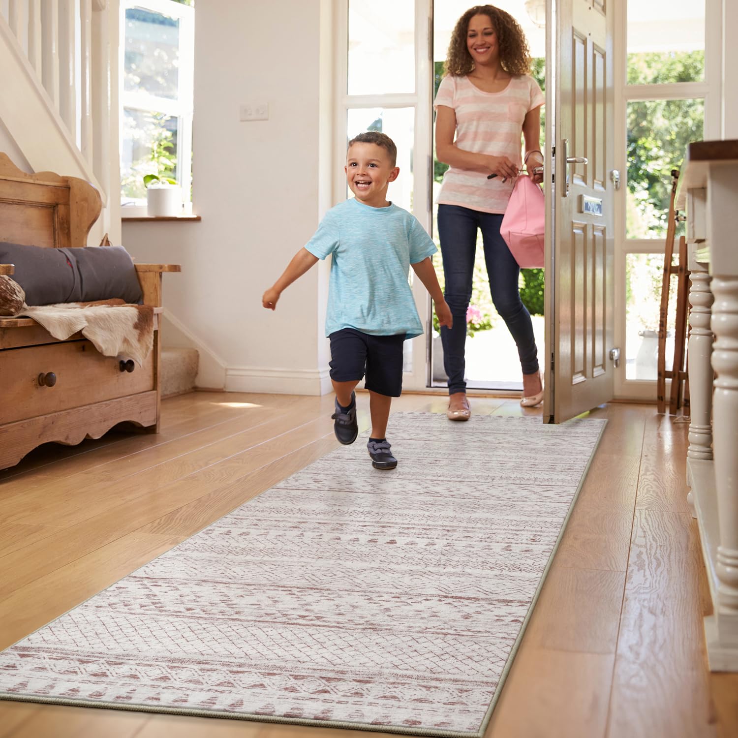 5x7 Area Rugs - Soft, Washable Neutral Boho Carpet for Living, Bedroom, Dining & Play Rooms - Indoor Brown