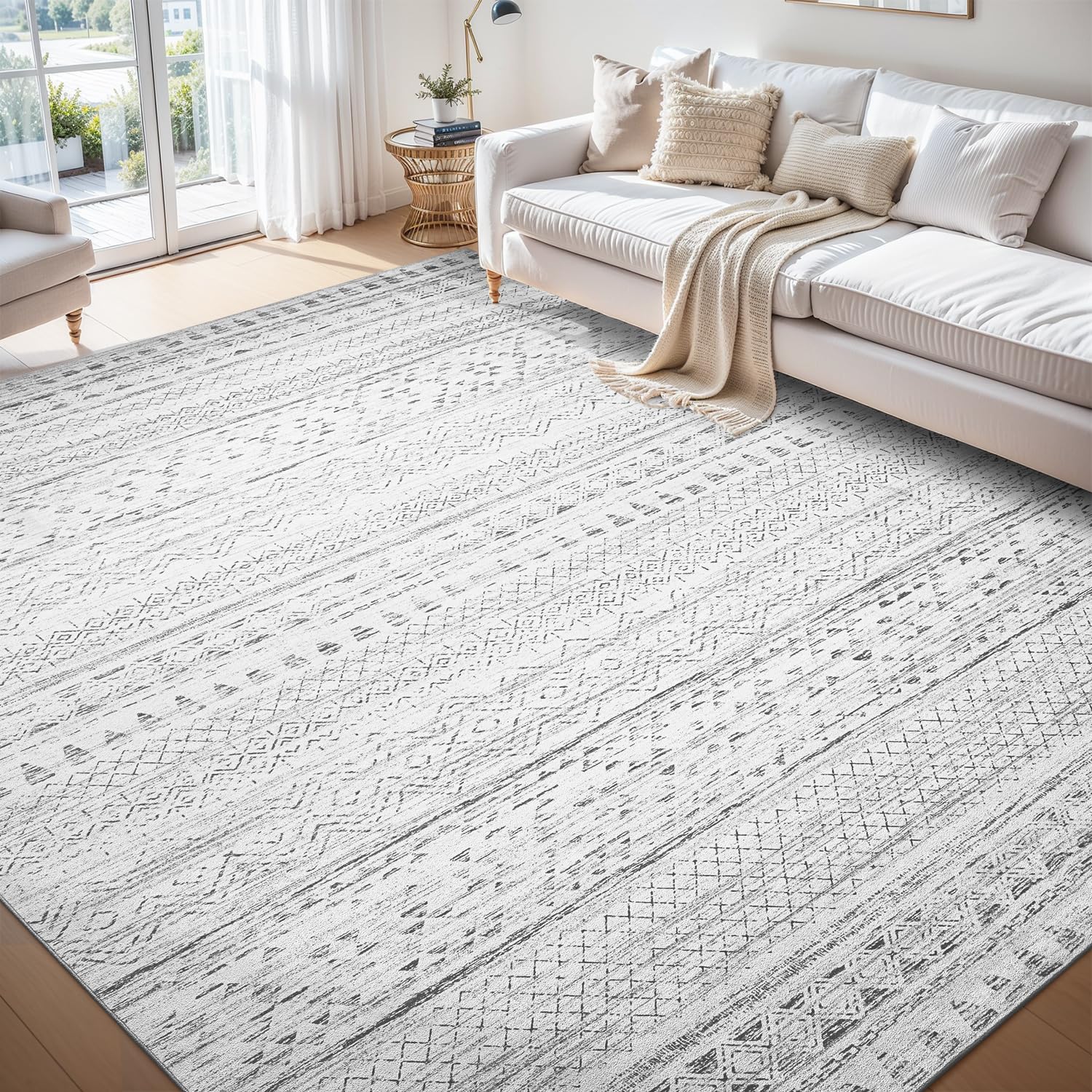 5x7 Area Rugs - Soft, Washable Neutral Boho Carpet for Living, Bedroom, Dining & Play Rooms - Indoor Brown