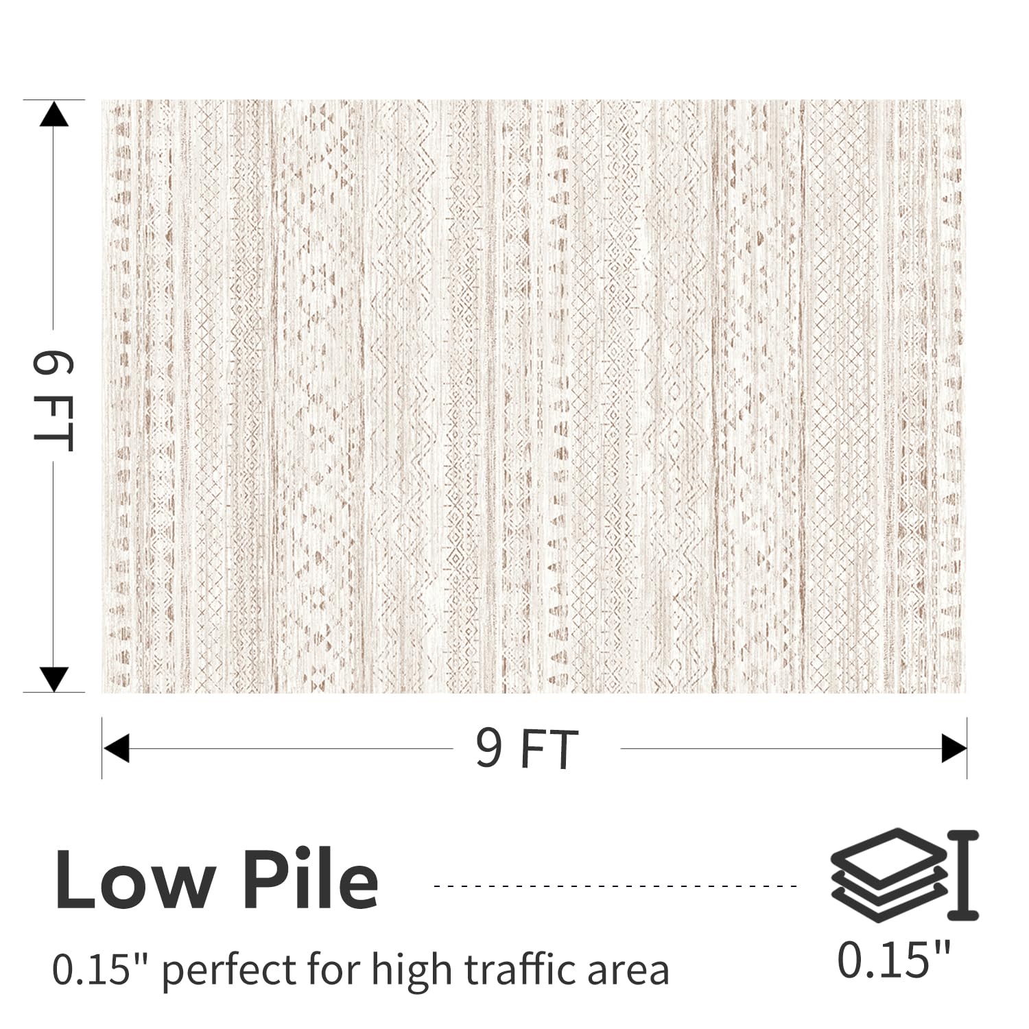 5x7 Area Rugs - Soft, Washable Neutral Boho Carpet for Living, Bedroom, Dining & Play Rooms - Indoor Brown