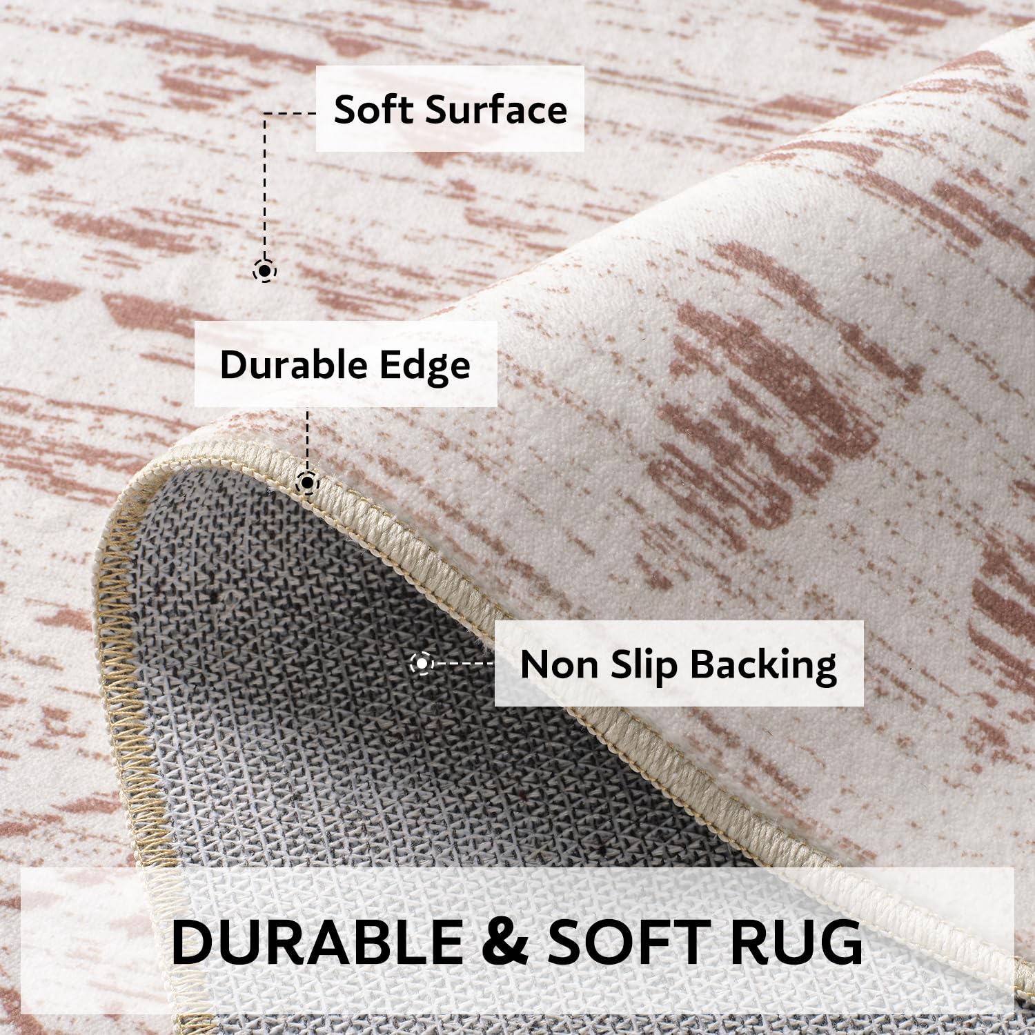 5x7 Area Rugs - Soft, Washable Neutral Boho Carpet for Living, Bedroom, Dining & Play Rooms - Indoor Brown