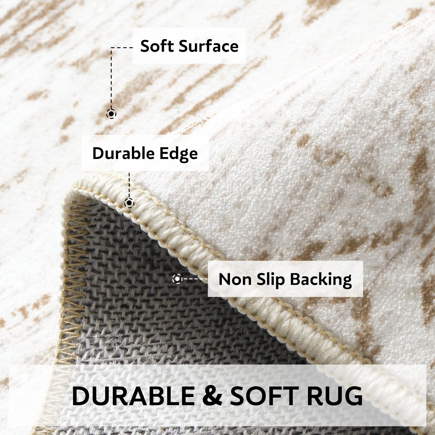 5x7 Area Rugs - Soft, Washable Neutral Boho Carpet for Living, Bedroom, Dining & Play Rooms - Indoor Brown