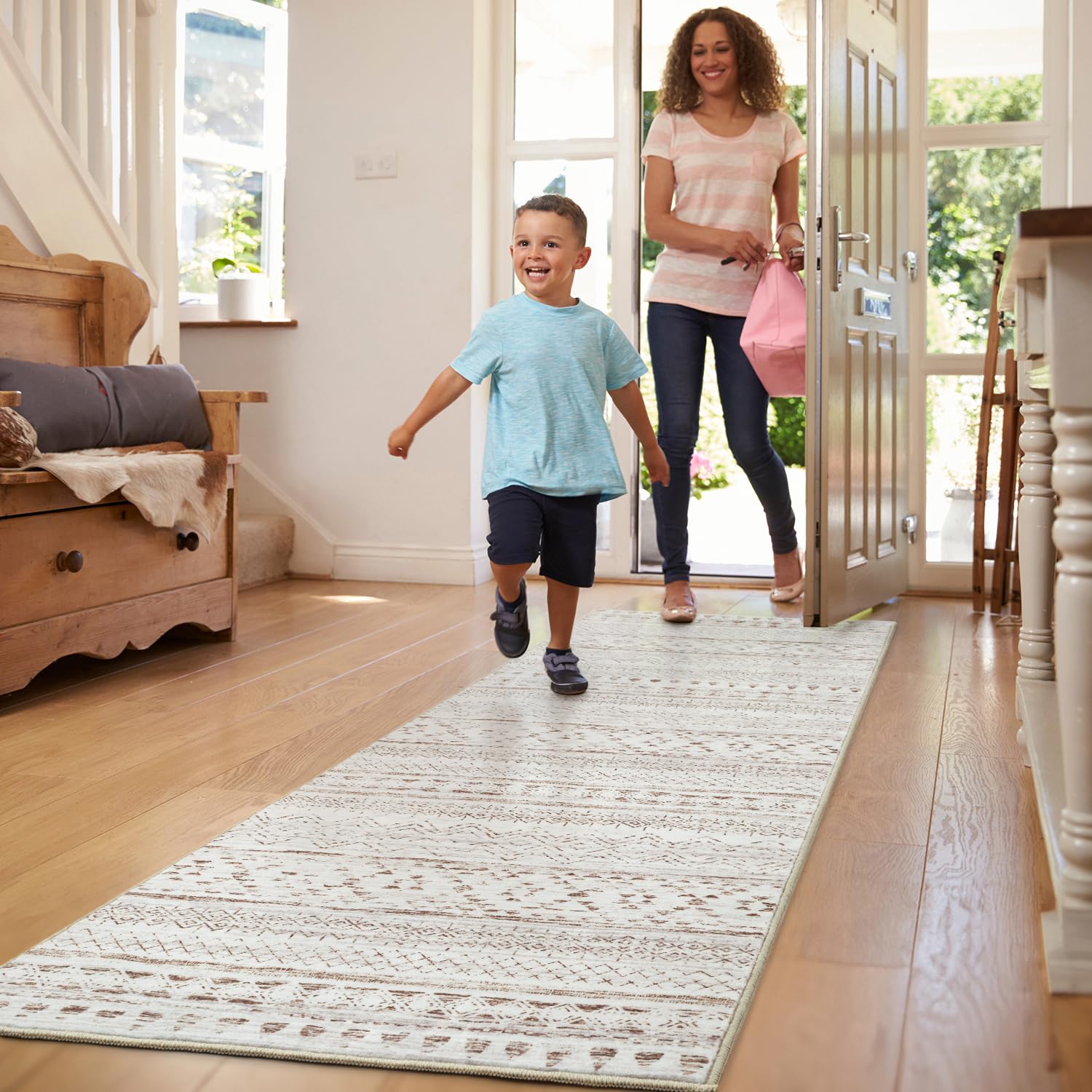 5x7 Area Rugs - Soft, Washable Neutral Boho Carpet for Living, Bedroom, Dining & Play Rooms - Indoor Brown