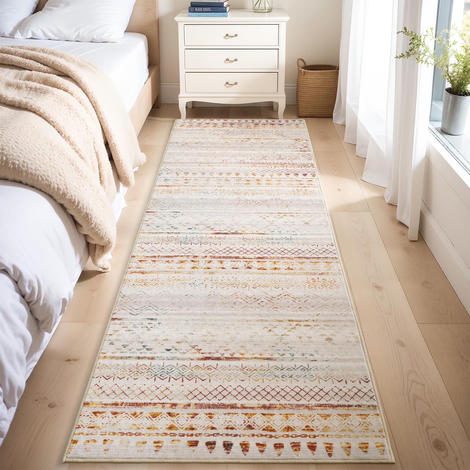 5x7 Area Rugs - Soft, Washable Neutral Boho Carpet for Living, Bedroom, Dining & Play Rooms - Indoor Brown