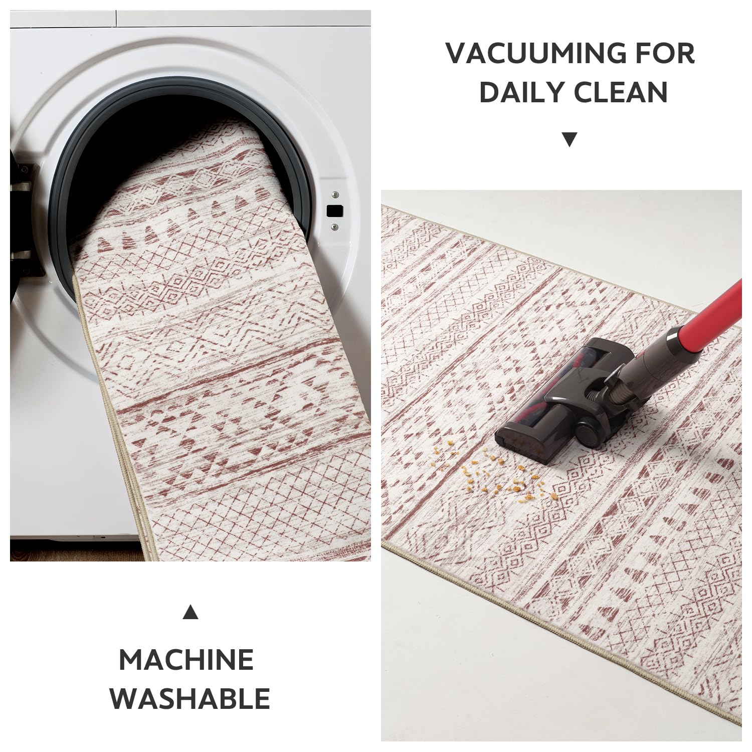 5x7 Area Rugs - Soft, Washable Neutral Boho Carpet for Living, Bedroom, Dining & Play Rooms - Indoor Brown