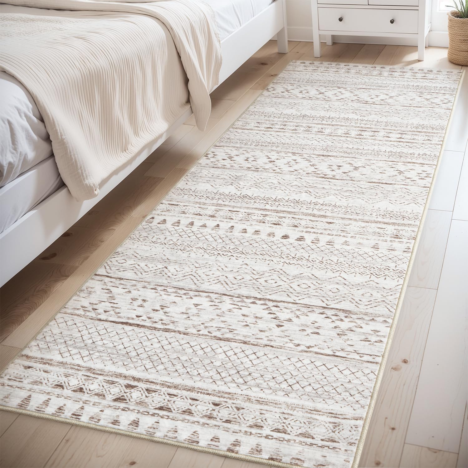 5x7 Area Rugs - Soft, Washable Neutral Boho Carpet for Living, Bedroom, Dining & Play Rooms - Indoor Brown