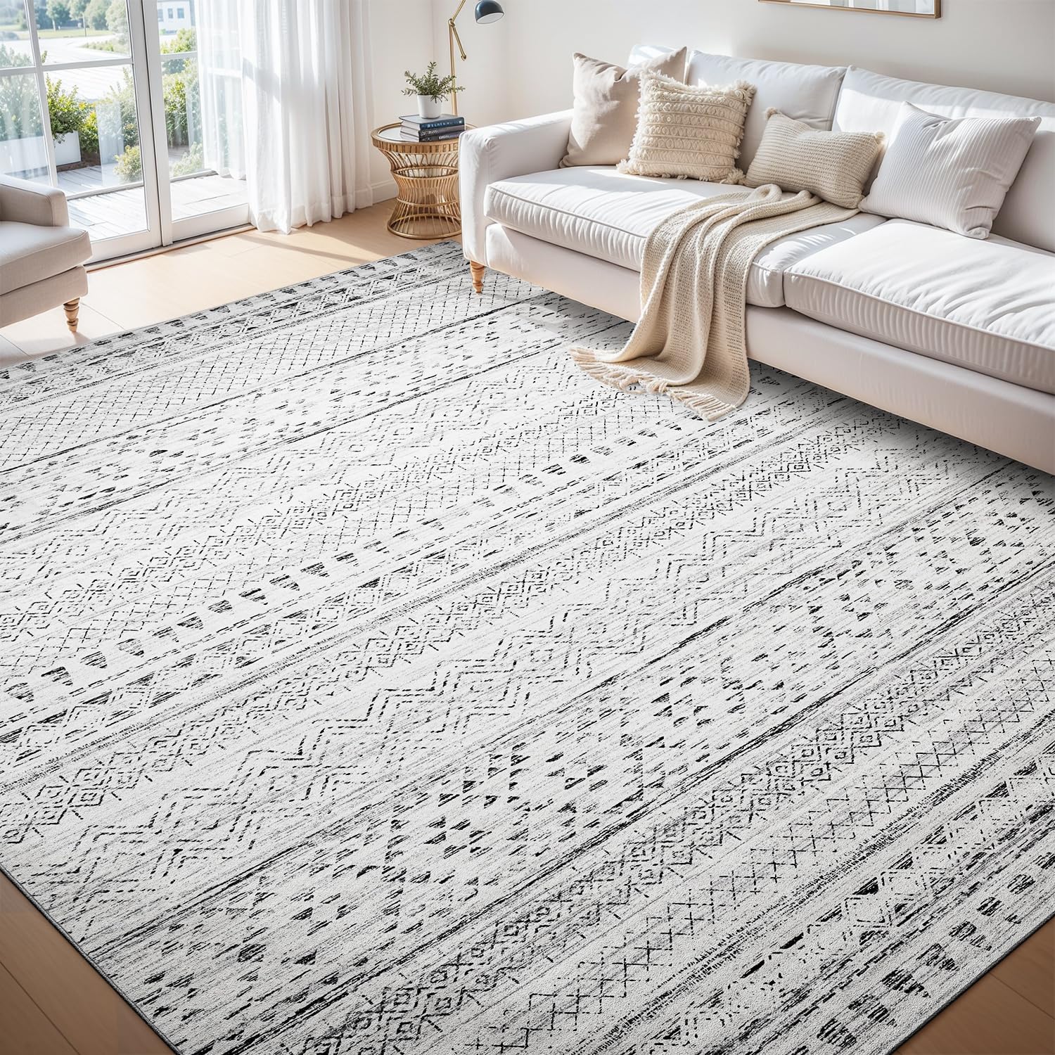 5x7 Area Rugs - Soft, Washable Neutral Boho Carpet for Living, Bedroom, Dining & Play Rooms - Indoor Brown