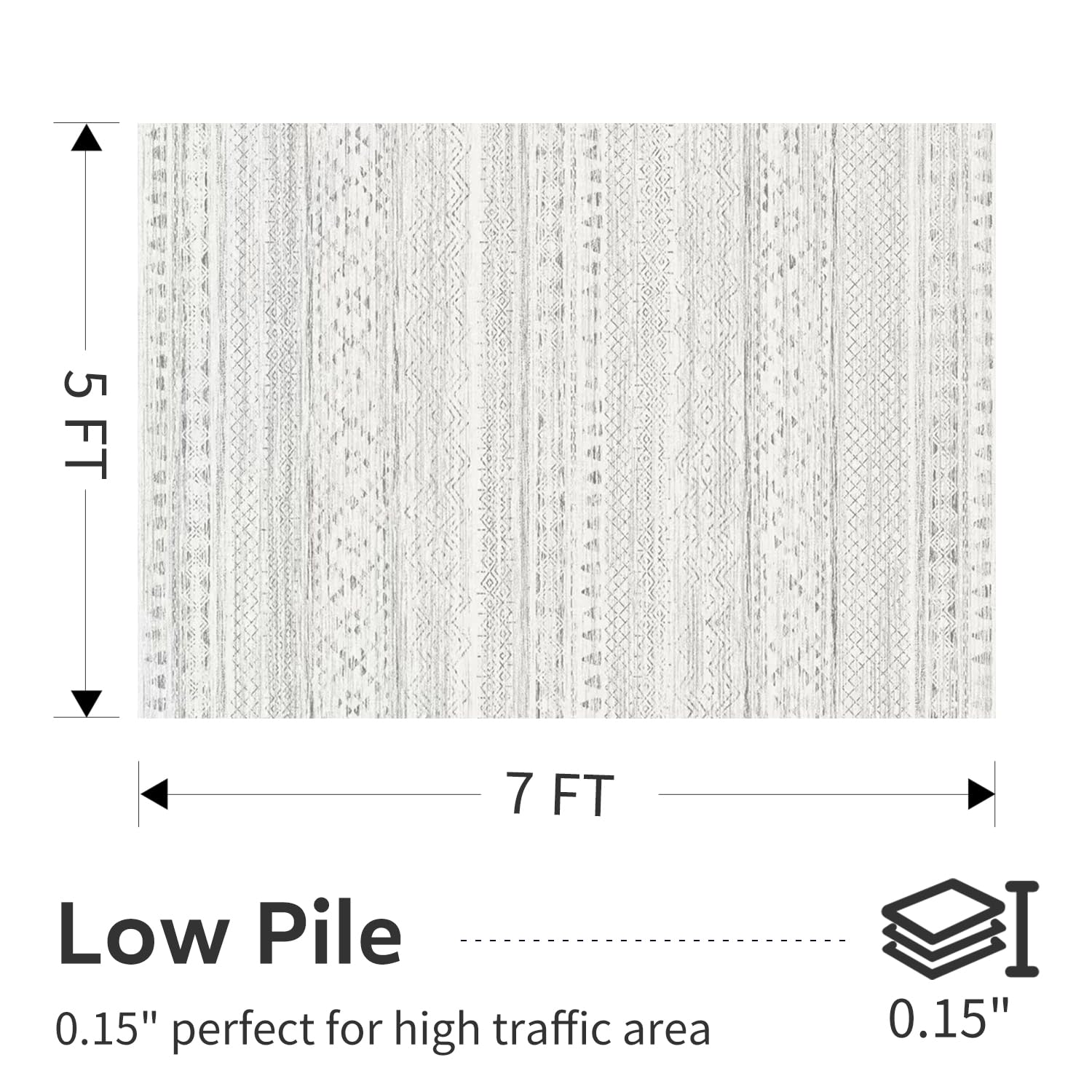 5x7 Area Rugs - Soft, Washable Neutral Boho Carpet for Living, Bedroom, Dining & Play Rooms - Indoor Brown