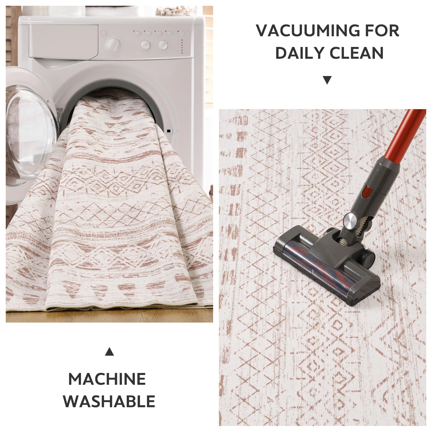 5x7 Area Rugs - Soft, Washable Neutral Boho Carpet for Living, Bedroom, Dining & Play Rooms - Indoor Brown