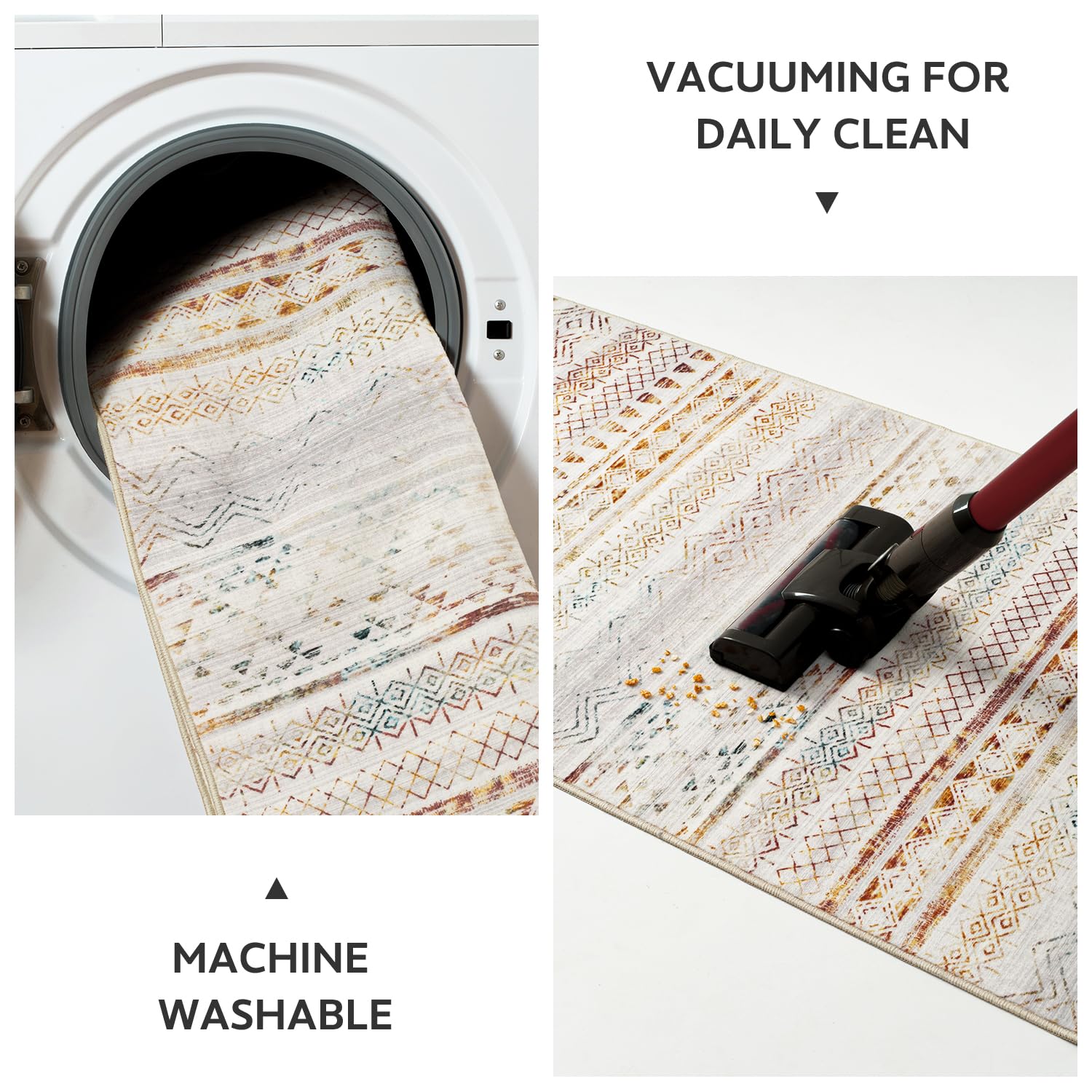 5x7 Area Rugs - Soft, Washable Neutral Boho Carpet for Living, Bedroom, Dining & Play Rooms - Indoor Brown