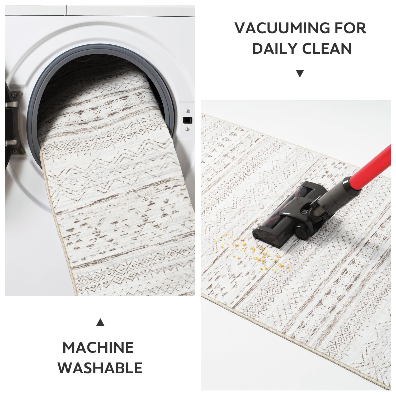 5x7 Area Rugs - Soft, Washable Neutral Boho Carpet for Living, Bedroom, Dining & Play Rooms - Indoor Brown