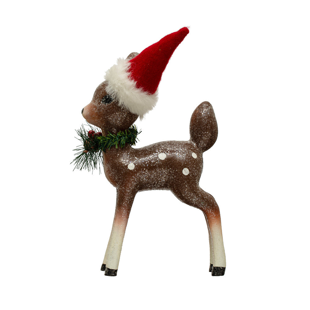 Resin Fawn w/ Santa Hat & Glitter