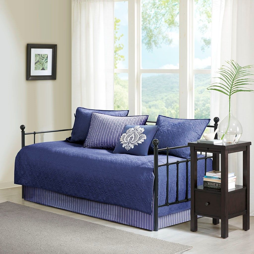 6 Piece Reversible Daybed Cover Set Navy Daybed
