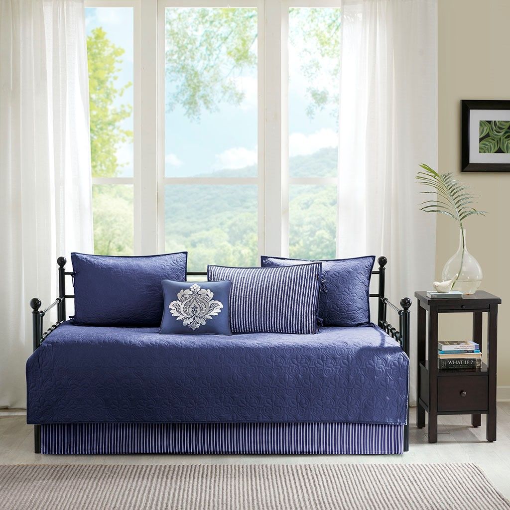 6 Piece Reversible Daybed Cover Set Navy Daybed