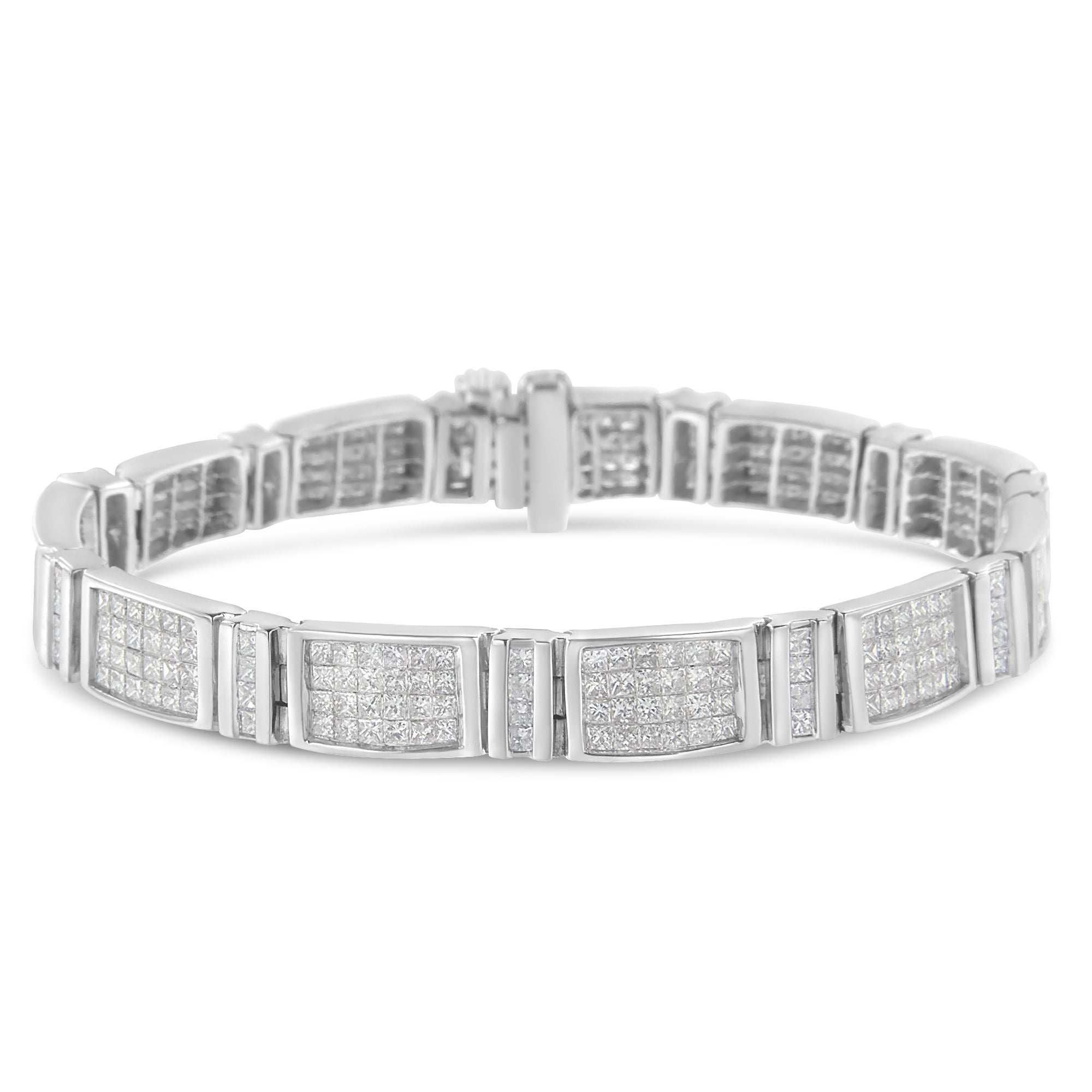 14K White Gold 7.0 Cttw Princess Cut Diamond 7" Alternating Vertical And Horizontal Rectangular Link Tennis Bracelet (H-I Color, Si2-I1 Clarity)