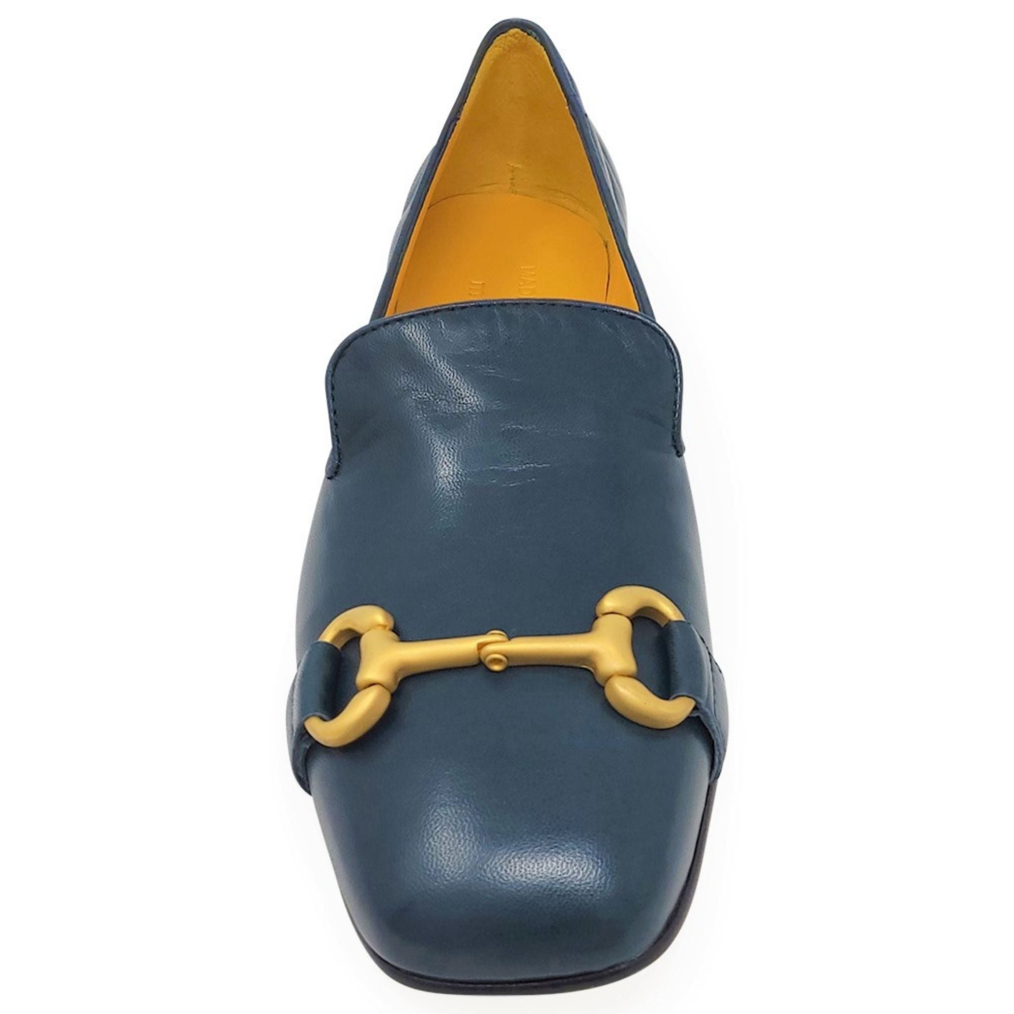Teal Leather Square Toe Loafer