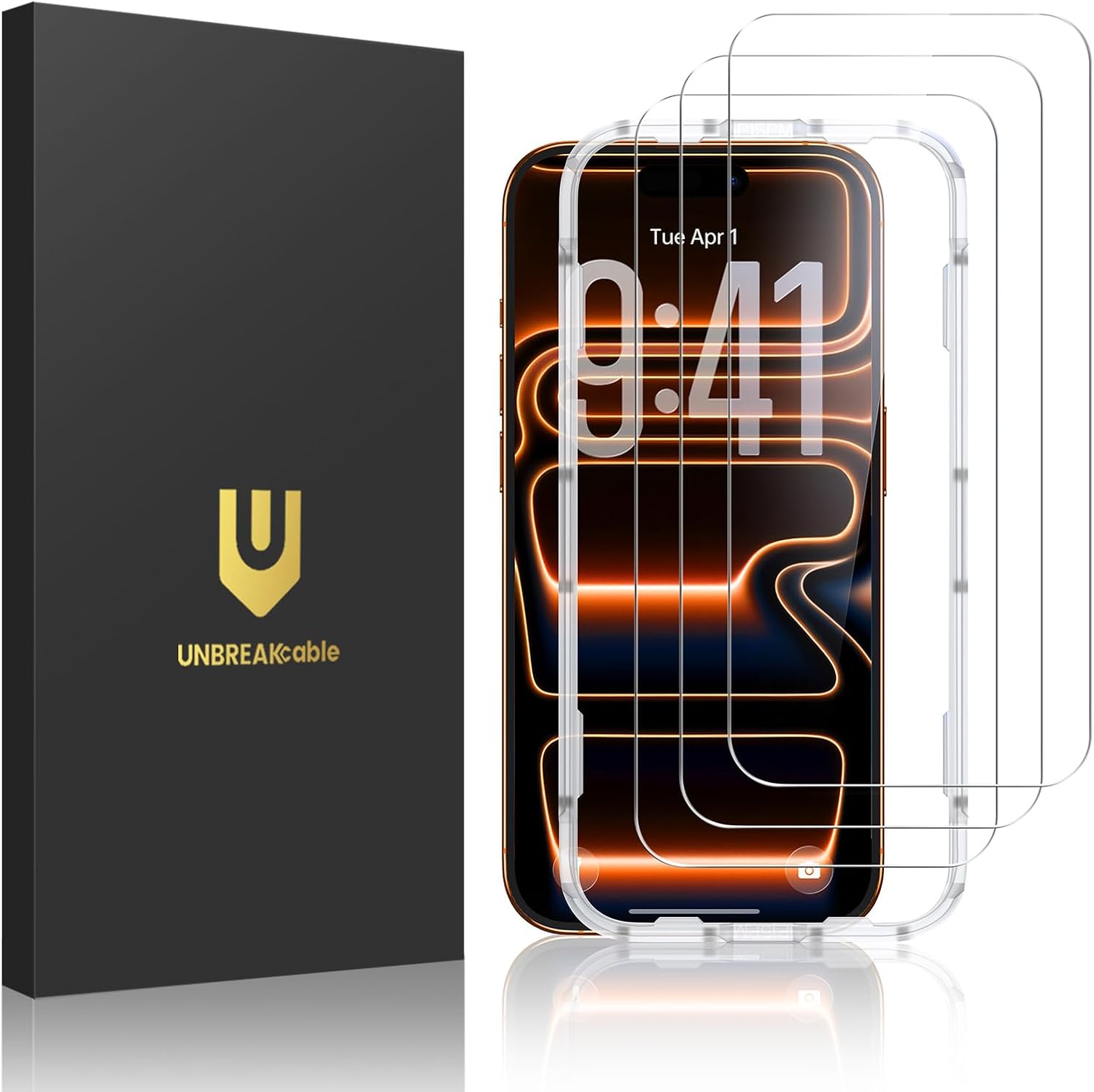 UNBREAKcable 3-Pack Screen Protector for iPhone 16 Pro, Double Shatterproof Tempered Glass [Easy Installation Frame] [9H Hardness] [99.99% HD Clear] [Case Friendly] for iPhone 6.3 inch