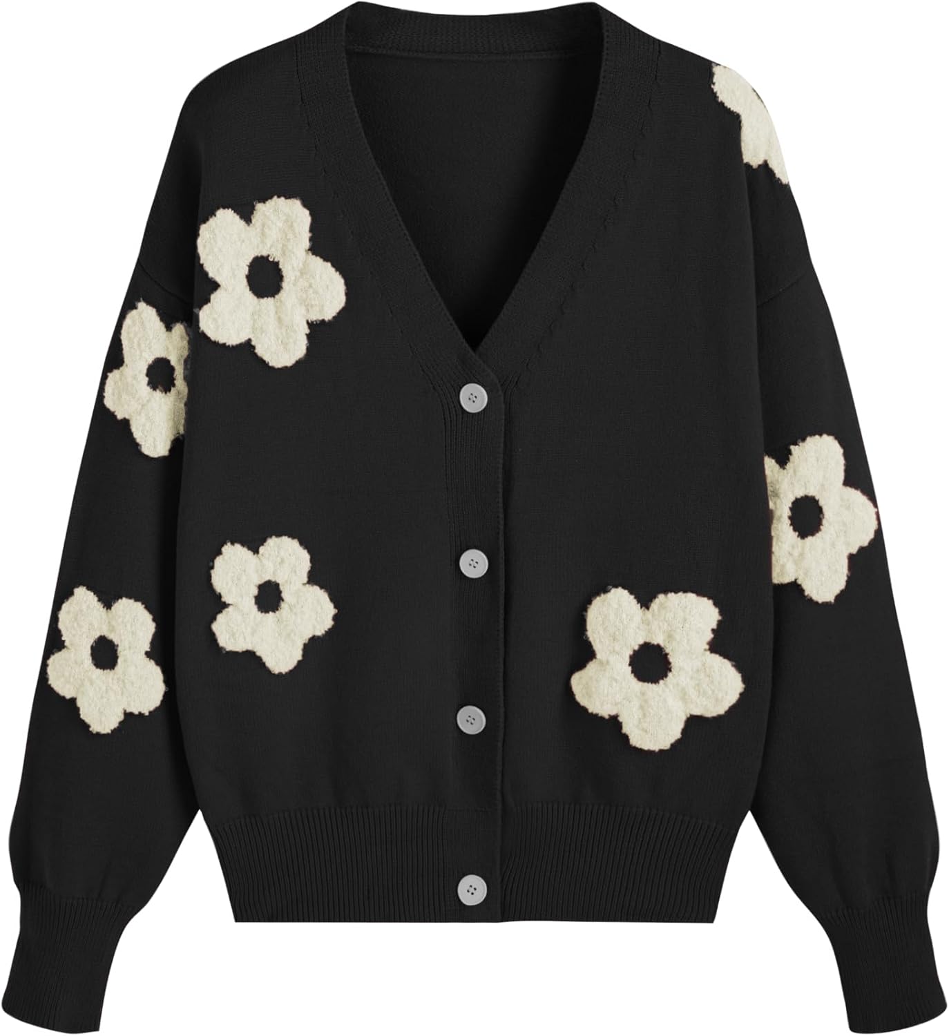 CIDER Womens Cardigan V Neck Floral Cardigan for Women Knit Button Down 2024 Fall