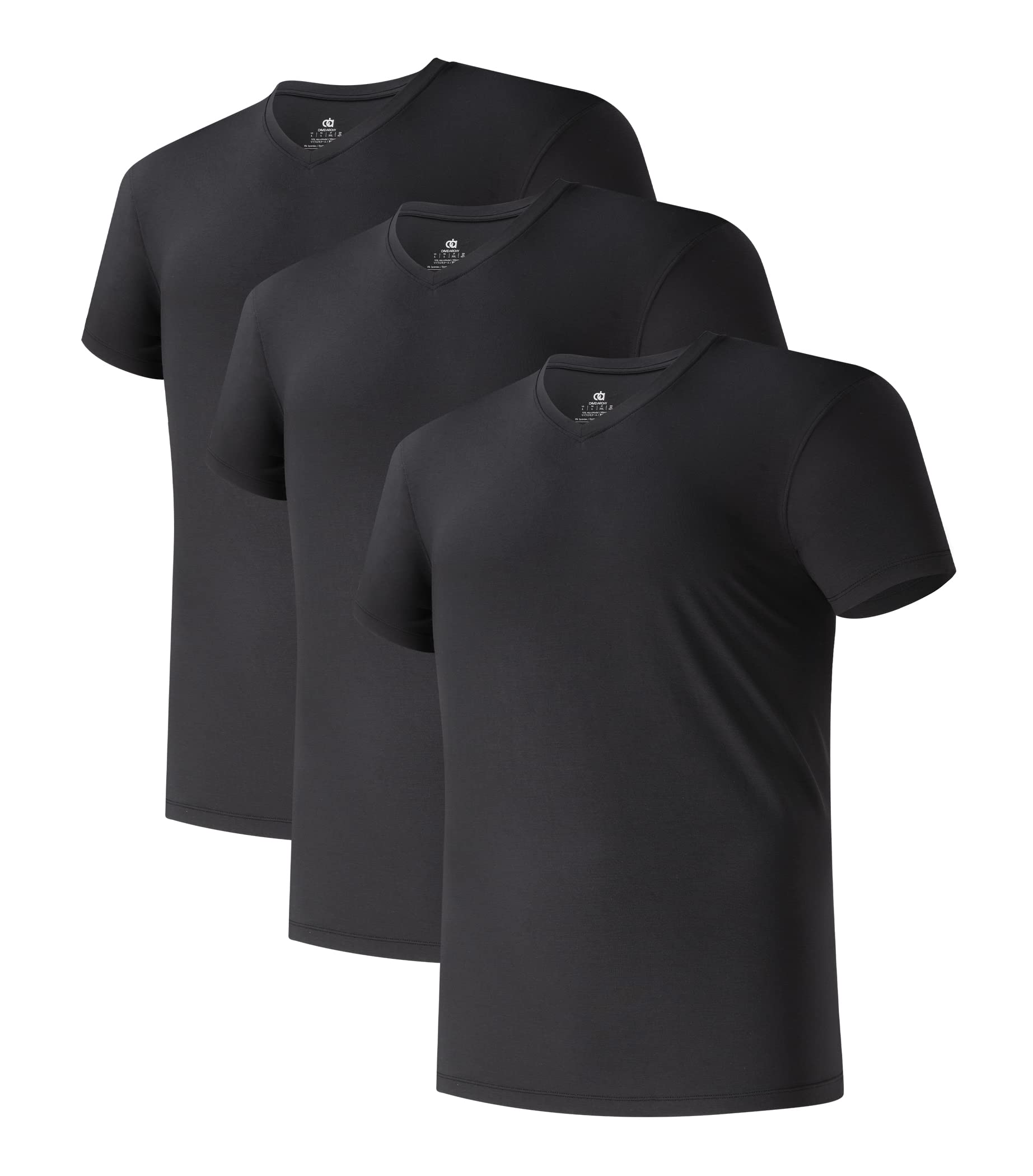 DAVID ARCHY Men's Undershirts Combed Cotton T-Shirt Soft Moisture-Wicking Undershirt Crew Neck or V Neck Tees 3 Pack