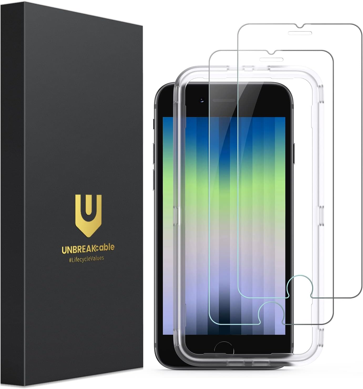 UNBREAKcable 2-Pack Screen Protector for iPhone 14/13/13 Pro Double Shatterproof Tempered Glass [Easy Installation Frame] [9H Hardness] [99.99% HD] [Bubble Free] for Apple 13 Pro/13/14 6.1 inch