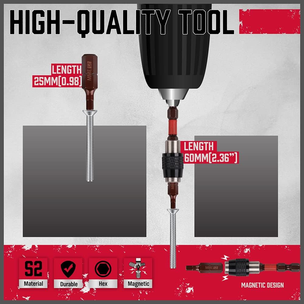 Premium 25-Piece Allen Key Drill Bit Set - Durable Allen Wrench Bits with Strong Magnetic Tips, SAE & Metric Hex Keys