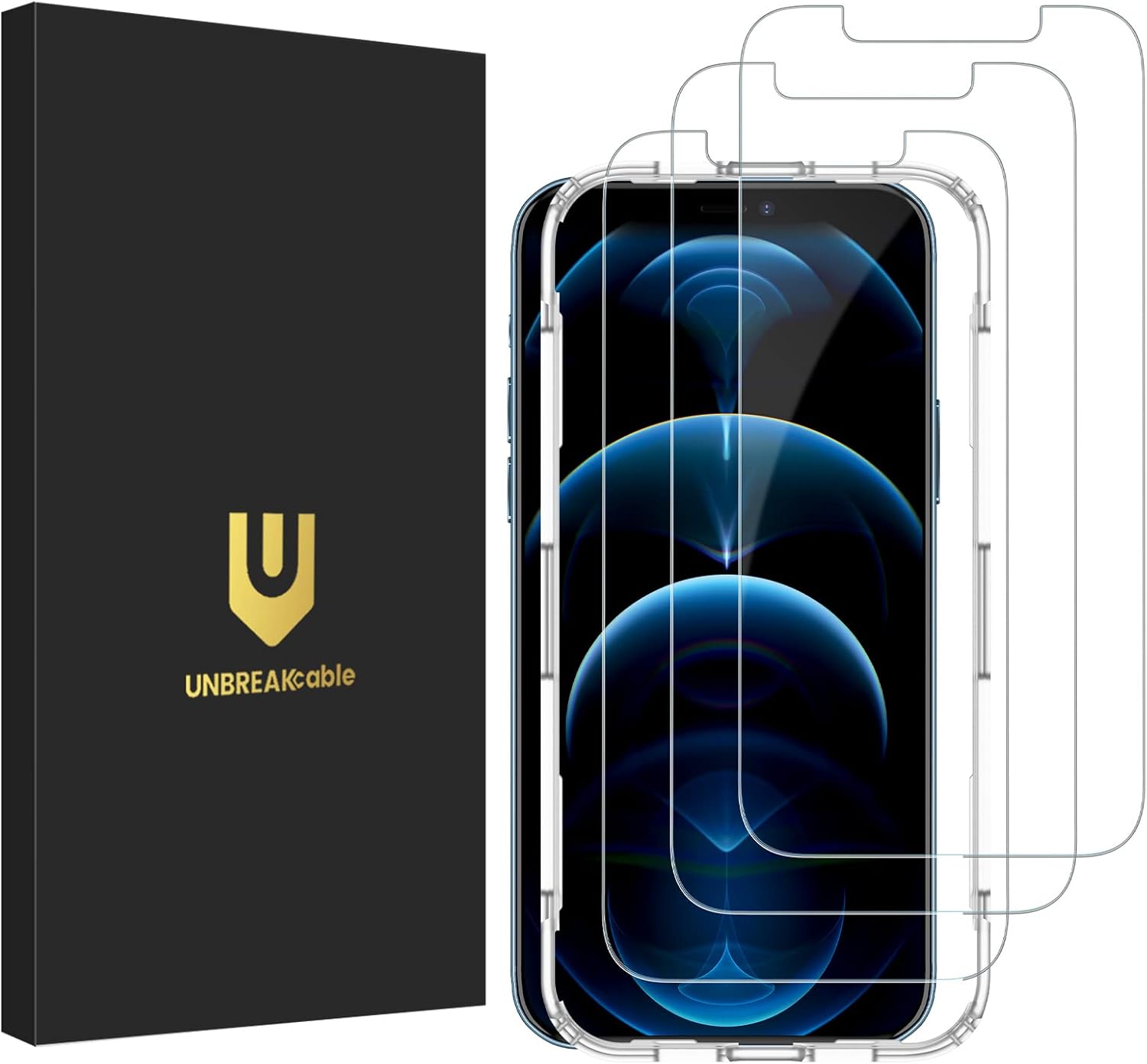 UNBREAKcable 3-Pack Screen Protector for iPhone 16 Pro, Double Shatterproof Tempered Glass [Easy Installation Frame] [9H Hardness] [99.99% HD Clear] [Case Friendly] for iPhone 6.3 inch