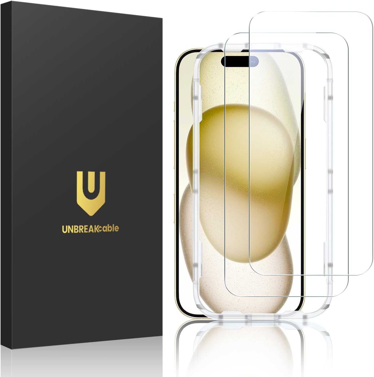 UNBREAKcable Shatterproof Tempered Glass Screen Protector for iPhone 12/12 Pro [2-Pack] [99.99% HD Clear] [Easy Installation Frame] [9H Hardness] [Full Coverage] [Bubble Free] for Apple 6.1''