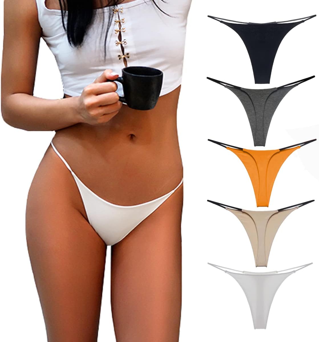Aogda Thong for Women Cotton Underwear Low Rise Panties Woman G-String Thongs