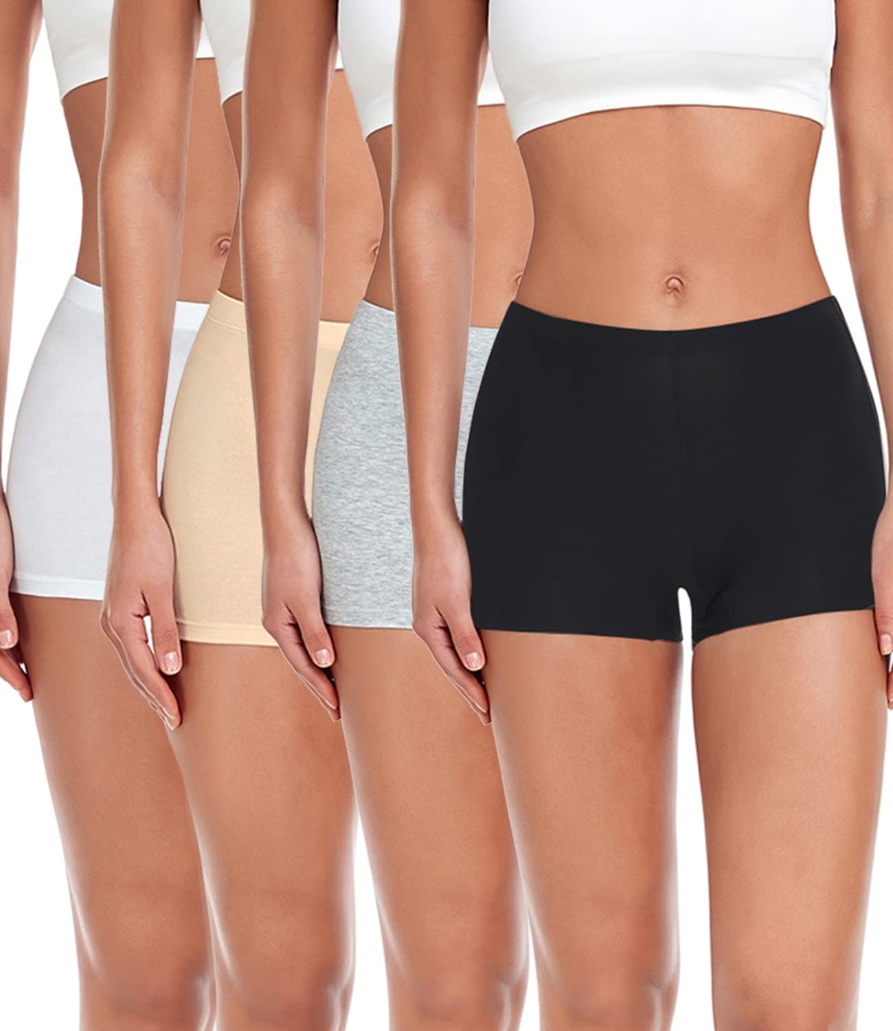 wirarpa Women's Boyshorts Panties Cotton Boxer Briefs for Ladies Underwear Shorts with Cotton Crotch 4 Pack
