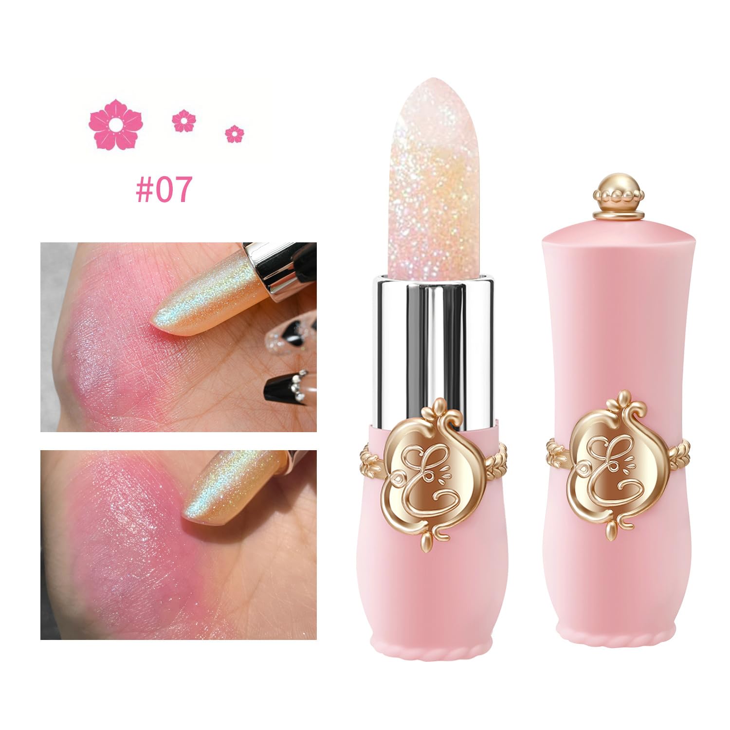6 Pcs/Set Flower Jelly Lipstick Set Temperature Change Moisturizer Long Lasting Nutritious Balm Magic Color Change Lip Gloss